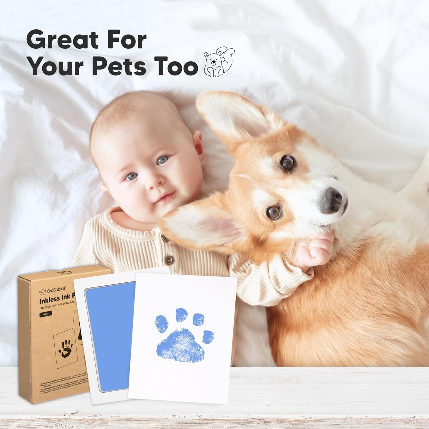 4-Pack Inkless Baby Hand and Footprint Kit - Mess Free Ink Pad for Newborn Keepsake, Dog Nose & Paw Print Kit, Clean Touch Ink Pad for Baby Hand & Footprints, Ideal New Mom Gifts (Popsicle, L)
