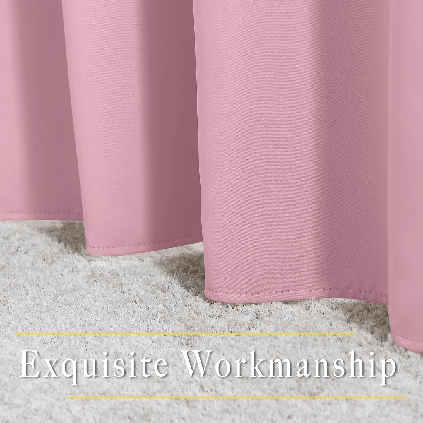 NICETOWN Blackout Curtains 54 inch Length for Bedroom - Grommet Thermal Insulated Solid Window Treatments Room Darkening Drapes for Kids Room/Laundry, Crystal Pink, W46 x L54, Set of 2
