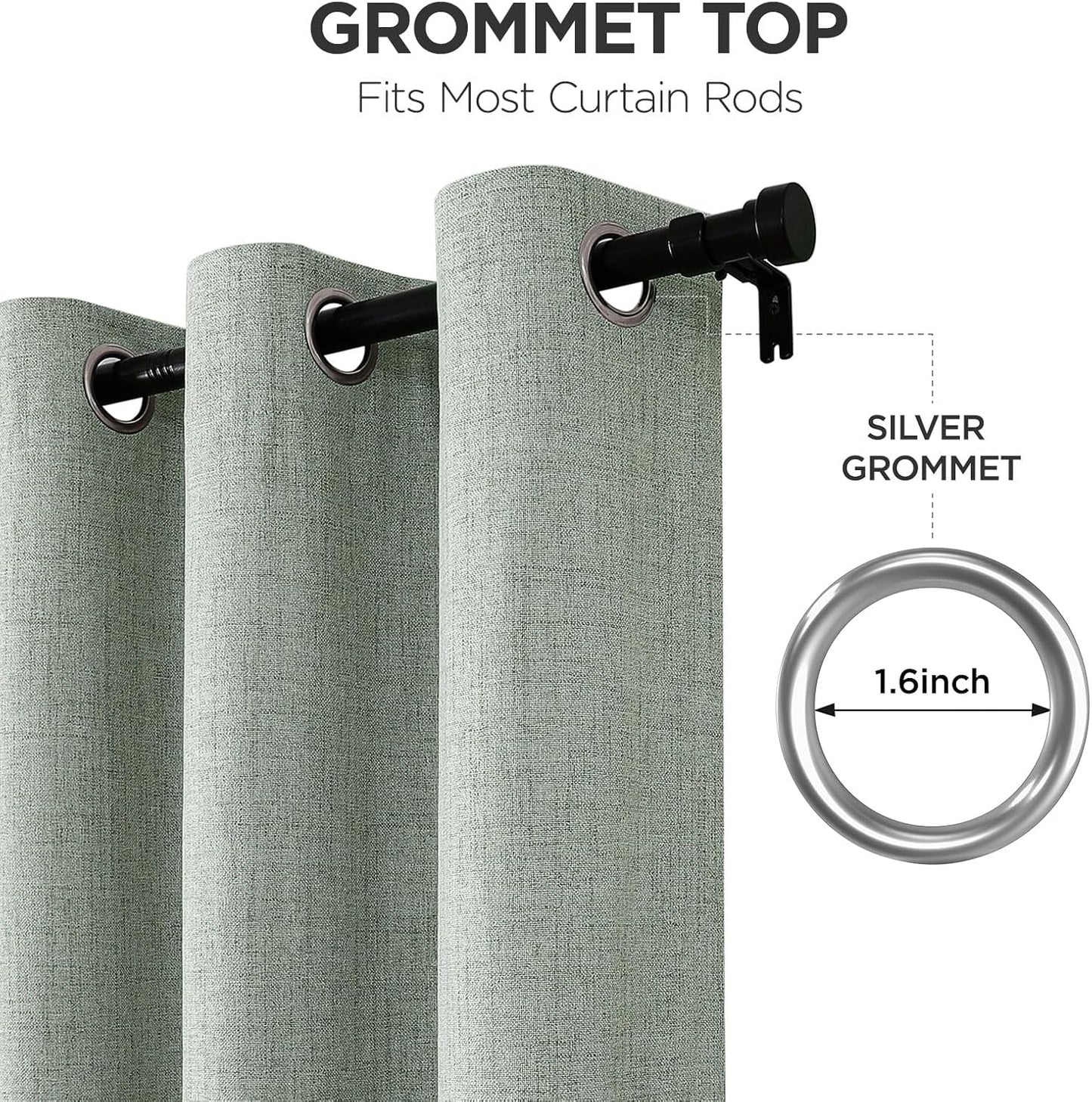 Joydeco Blackout Curtains 63 Inches Long 2 Panels Burg, Room Darkening Curtains for Bedroom, 100% Black Out Textured Thermal Drapes Privacy Protection 2 Panels Set(W52 x L63 Inch, Sage Green)