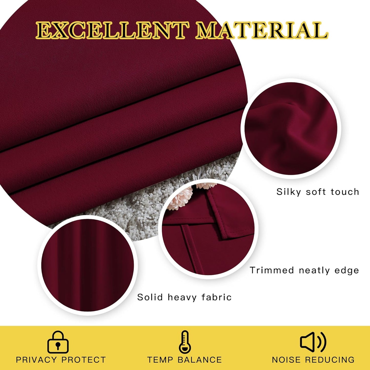 NICETOWN 84 inches Bedroom Curtains Panels - Functional Blackout Curtains/Panels for Bedroom, Thermal Insulated, Privacy Assured (Set of 2, 52 x 84 inches, Wine Red)