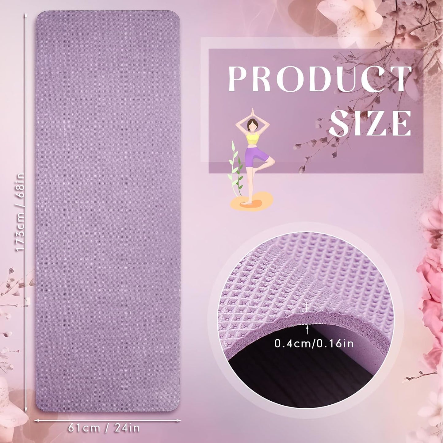 Timgle 24 Pack 68" x 24" Yoga Mat Bulk, 4mm Thick Extra Long Sports Mat Anti Slip Tear Resistant Yoga Exercise Set for Fitness Stretching Home Workout Gym and Studio