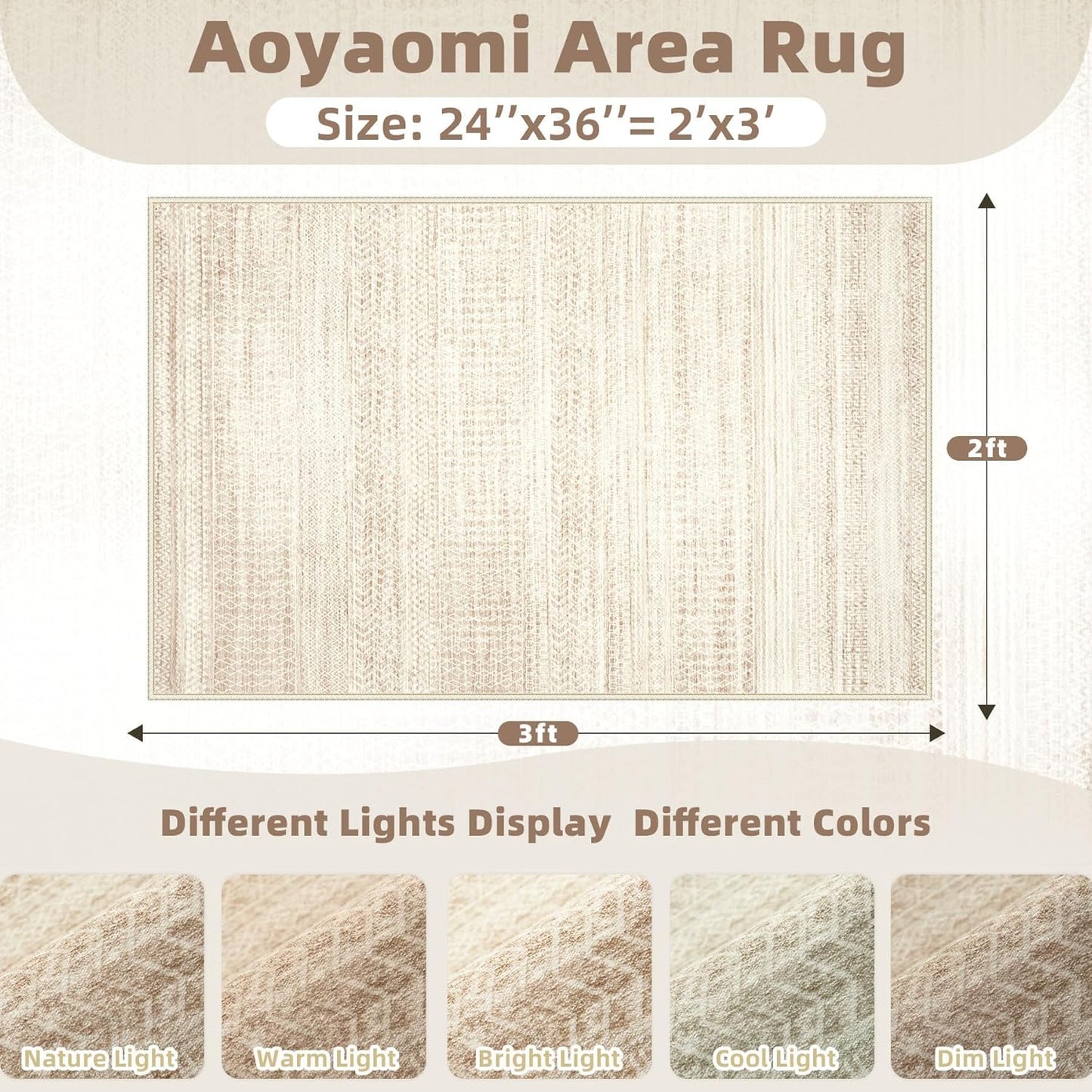 Moroccan Area Rug 2x3 - Washable Distressed Entryway Rug Non-Slip Small Rug, Soft Low-Pile Geometric Farmhouse Indoor Door Mat Floor Carpet for Entrance Bedroom Kitchen(2'x3',Ivory Beige)