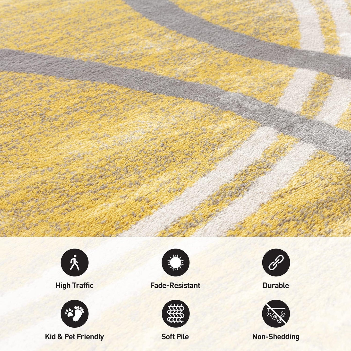 Rugshop Modern Wavy Circles Design Area Rug 3'3" x 5' Yellow