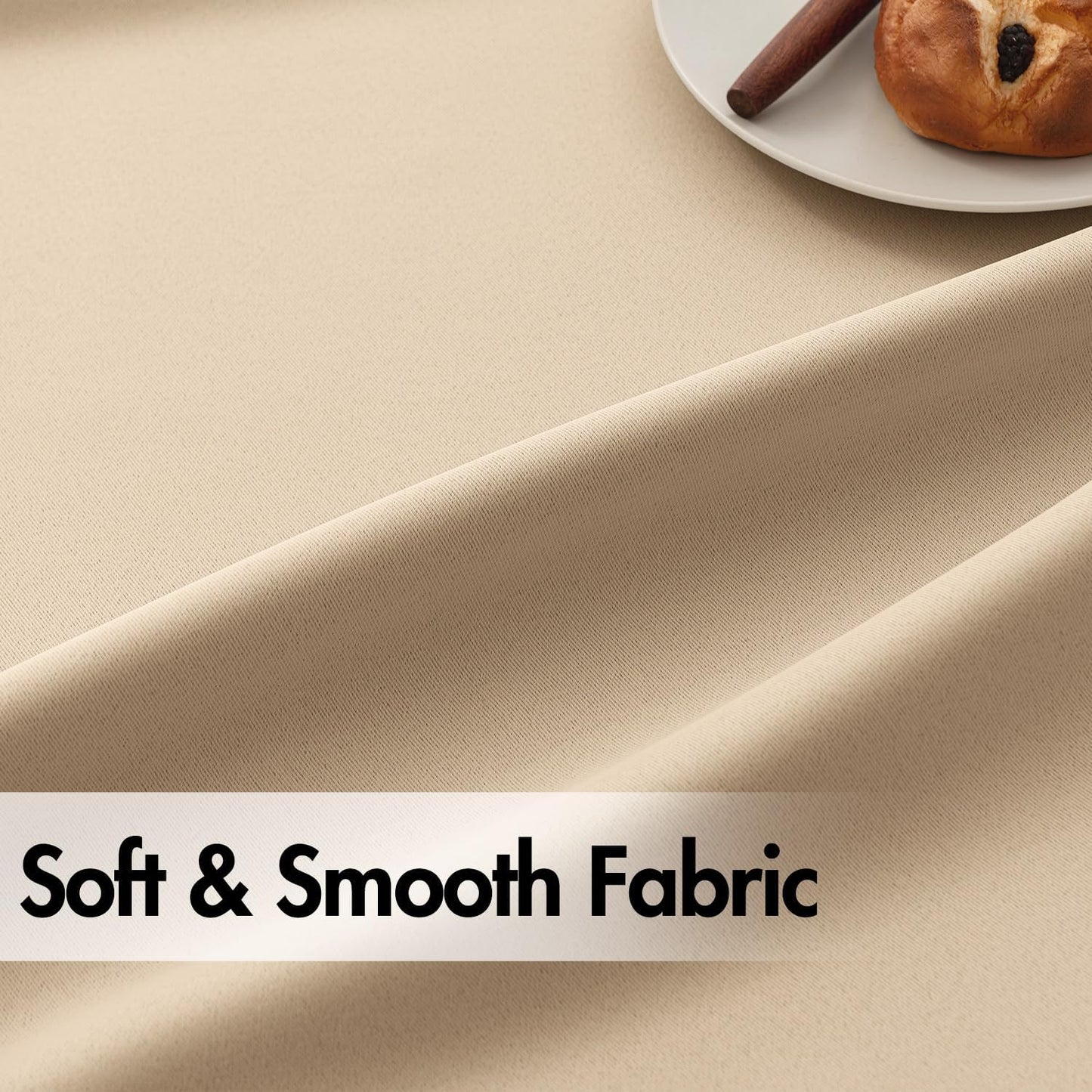 ANRODUO Back Tab Blackout Curtains for Bedroom Living Room, Rod Pocket Pinch Pleated Thermal Insulated Room Darkening Curtains 63 Inches Long 2 Panels, Beige, 42 x 63 Inch