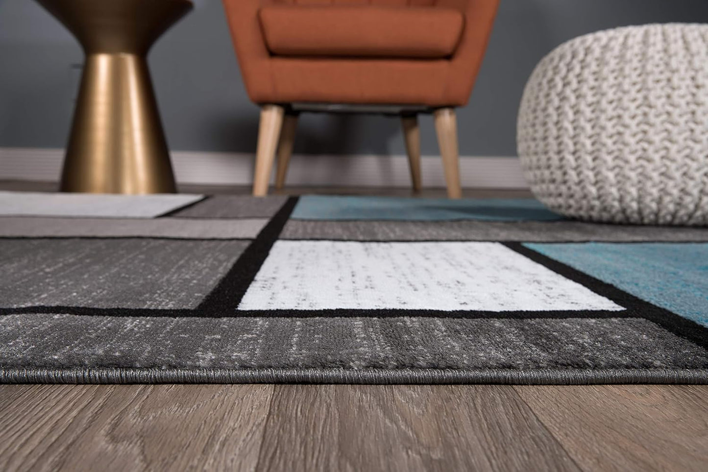 Rugshop Contemporary Modern Boxes for Home Office,Living Room,Bedroom,Kitchen Non Shedding Area Rug 9' X 12' Blue/Gray