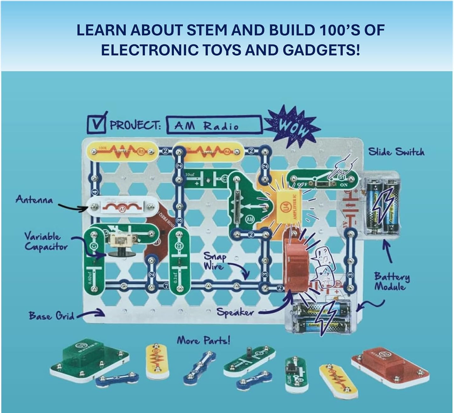 Snap Circuits Classic SC-300 Electronics Exploration Kit | Over 300 Projects | Full Color Manual Parts | STEM Educational Toy for Kids 8+ 2.3 x 13.6 x 19.3 inches (Pack of 6)