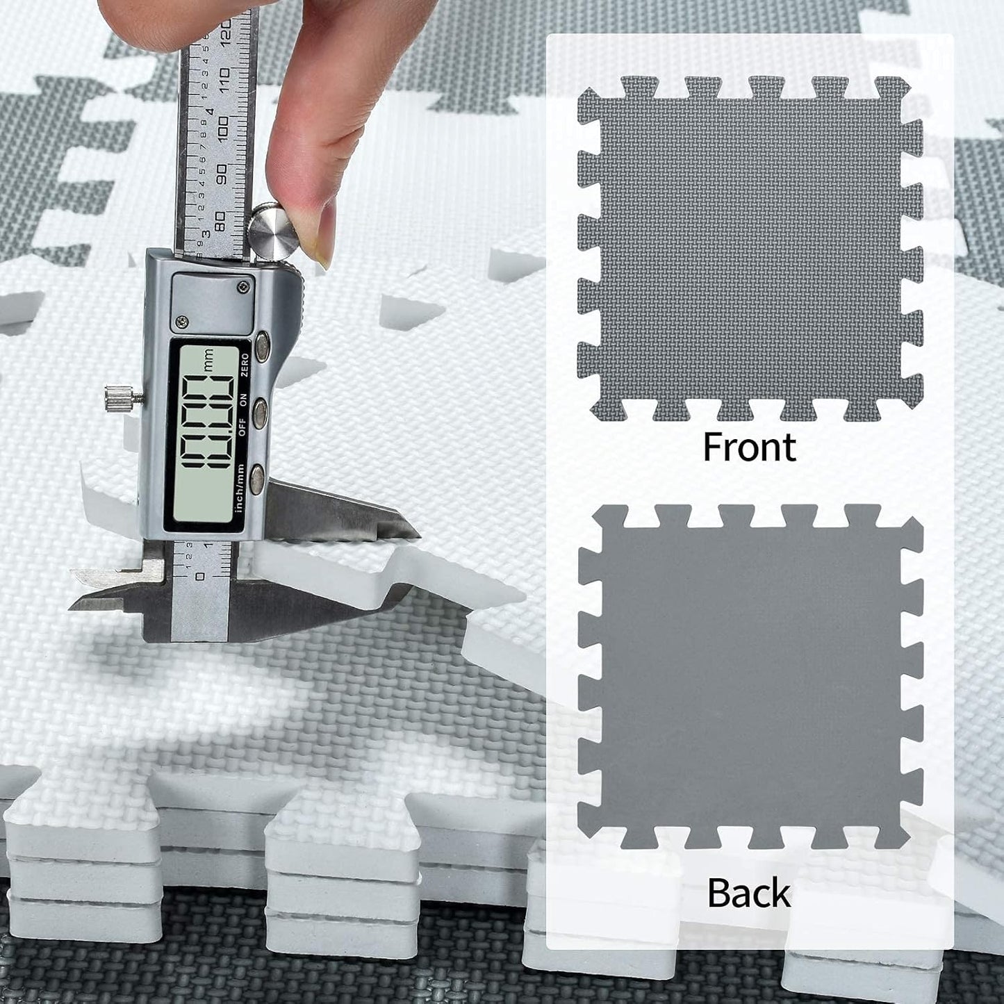 qqpp EVA Rubber 18 Tiles Interlocking Puzzle Foam Floor Mats - Baby Play Mat for Playing | Exercise Mat for Home Workout. Gray. QC-Lb18N