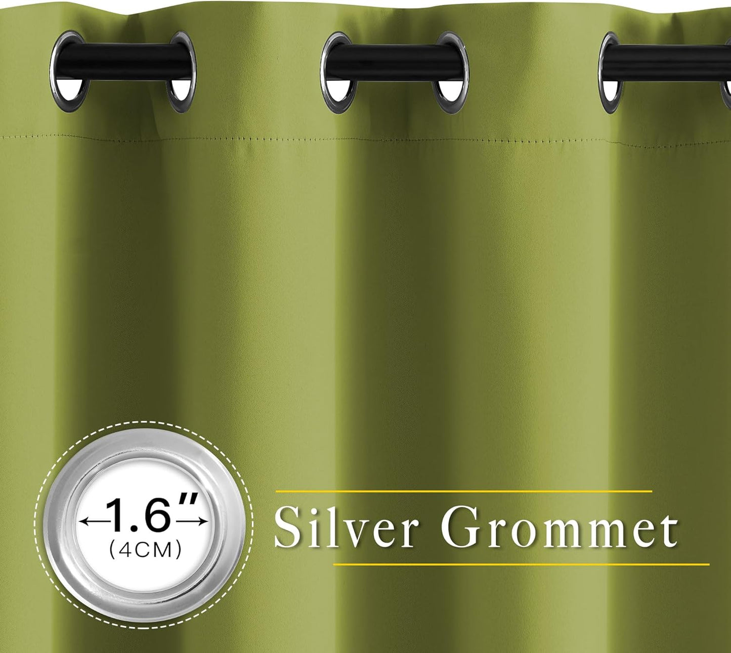 NICETOWN Fresh Green Curtain Panels for Living Room - Window Treatment Thermal Insulated Solid Grommet Vertical Drapes Window Treatments for Bedroom (Fresh Green, Set of 2, 46 by 63 Inch)
