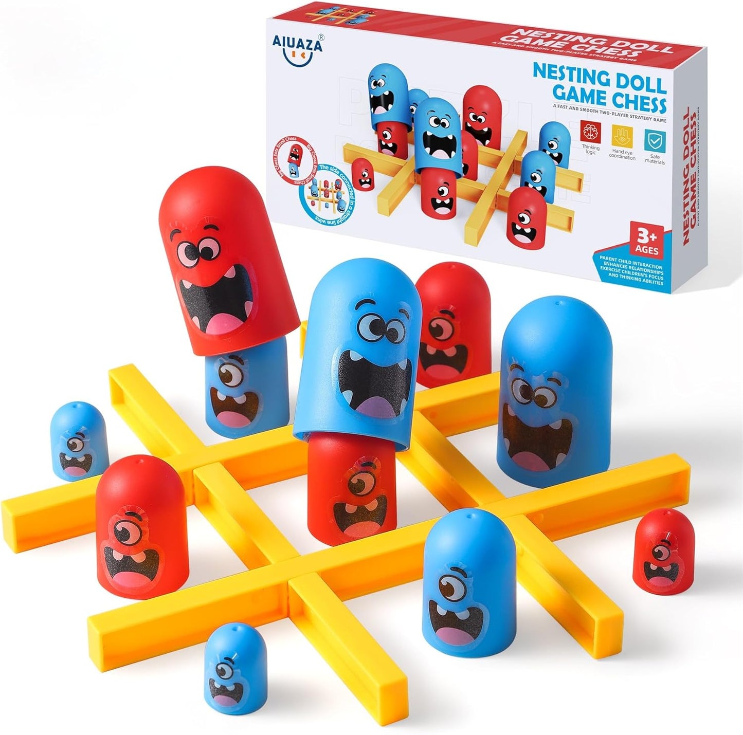 Tic Tac Toe Strategic Board Game for Kids and Family,Party Tabletop Games, Strategy Head to Head Games,Friendly Educational Board Game, Suitable Party 2 Players Toys (1PC)