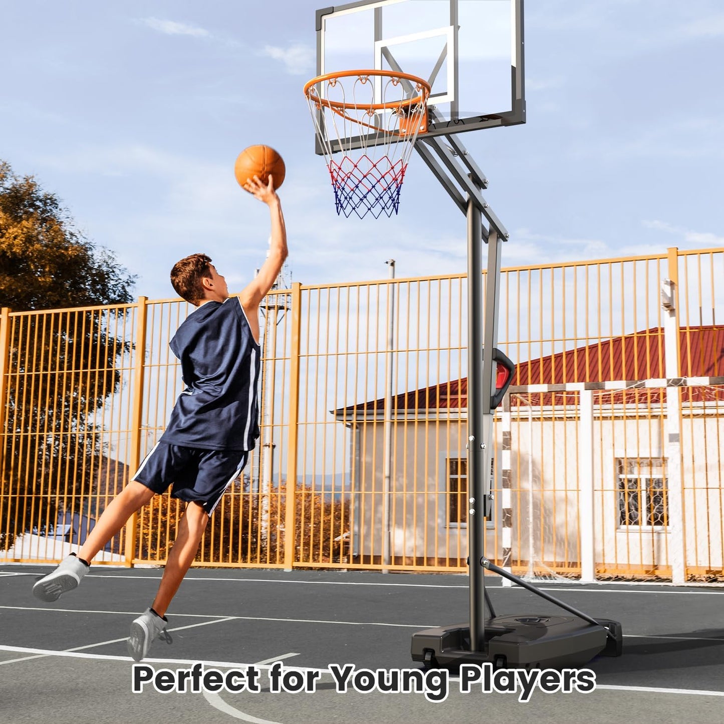 Basketball Hoop Outdoor, 8.5ft Height Adjustable Portable Hoops & Goals with HDPE Backboard and Wheels for Kids/Teens/Adults Backyard, Outdoor, Driveway
