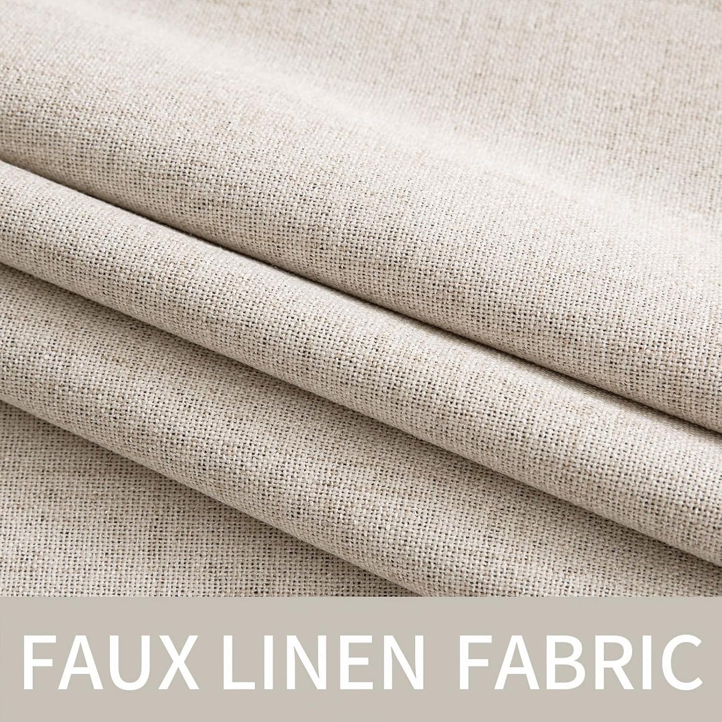 MIULEE Linen Textured Curtains for Bedroom Solid 100% Blackout Thermal Insulated Natural Grommet Room Darkening Curtains & Drapes Luxury Decor for Living Room Nursery 52 x 63 Inch (2 Panels)