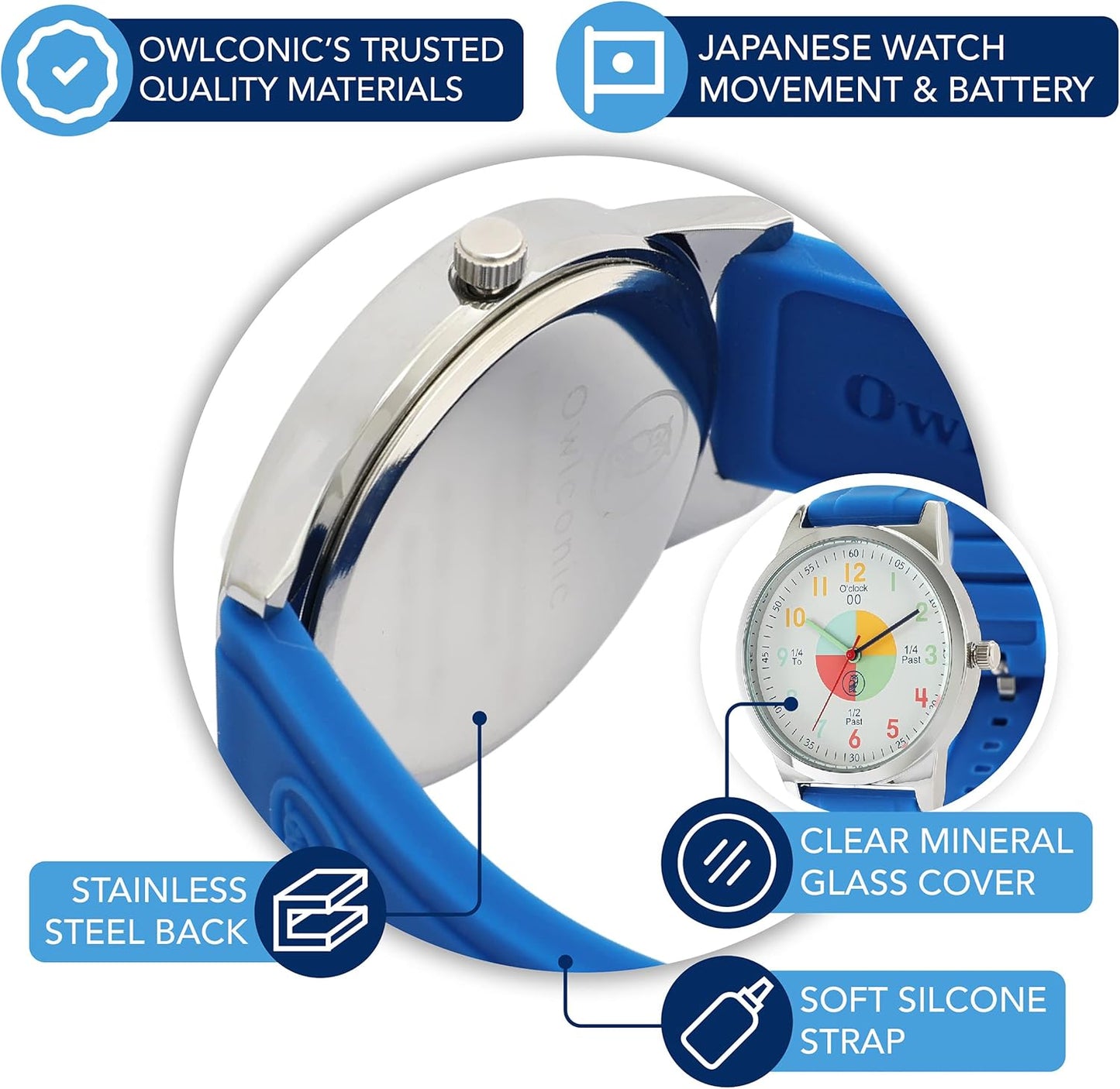 OWLCONIC Analog Kids Watch - Girls & Boys Watches Ages 7-12 - Kids Analog Watch - Telling Time Teaching Tool - Gift Watches for Girls and Boys