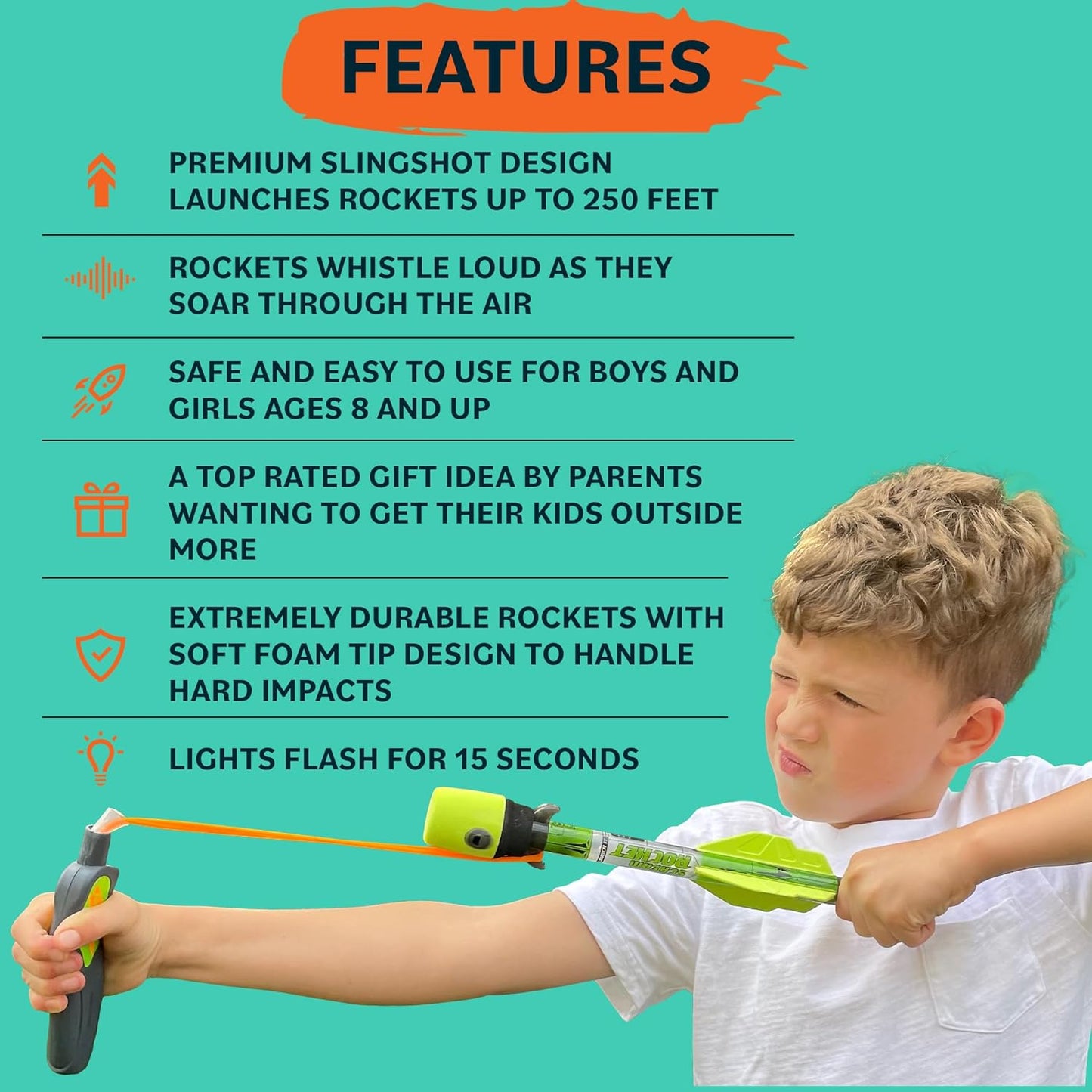 Light Up Foam Rocket Toys for Kids: Best LED Rocket Launcher Slingshot Lights Up & Makes Noise! for Boys & Girls. Outdoor Toy Party Favors Easter Stuffers & Great Gifts for Ages 8 9 10 11 12 13 & Up