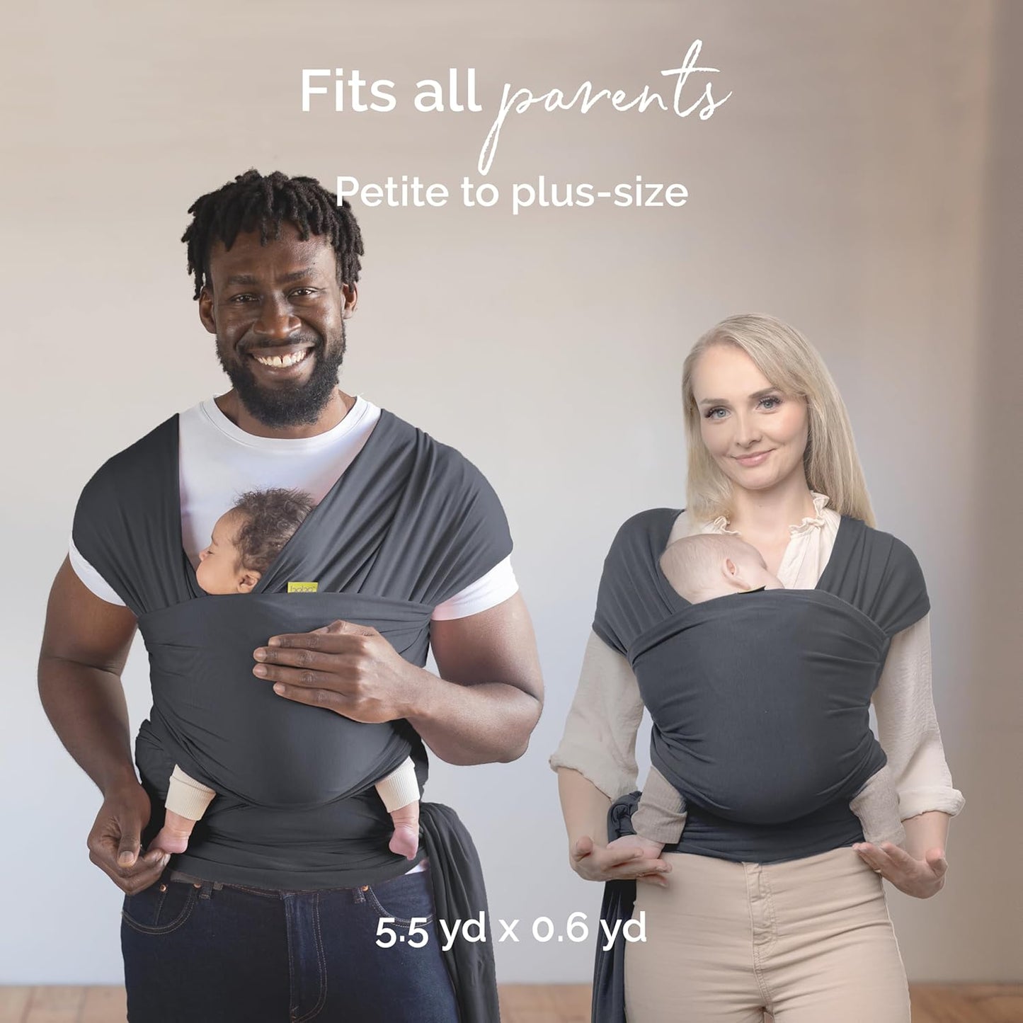 Boba Baby Wrap Carrier – Original Baby Sling Carrier for Newborns (7–35 lbs), Soft, Secure, Hands-Free & Ergonomic, Ideal for Comfortable Bonding, New Parents (Serenity Charcoal)