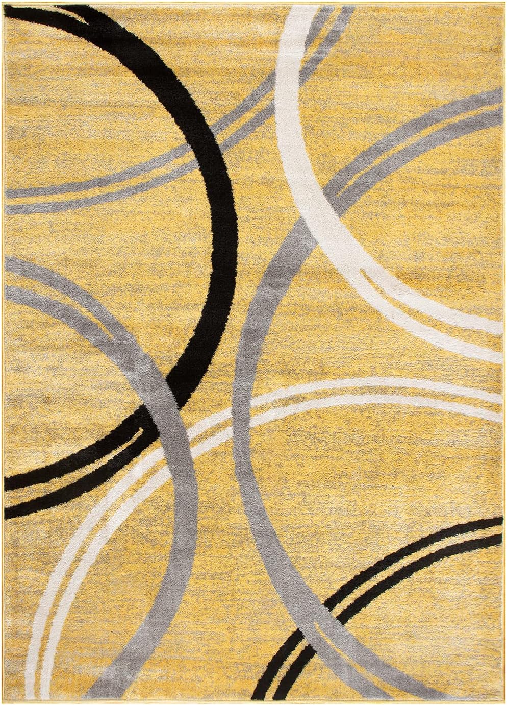 Rugshop Modern Wavy Circles Design Area Rug 8'8" x 12' Yellow