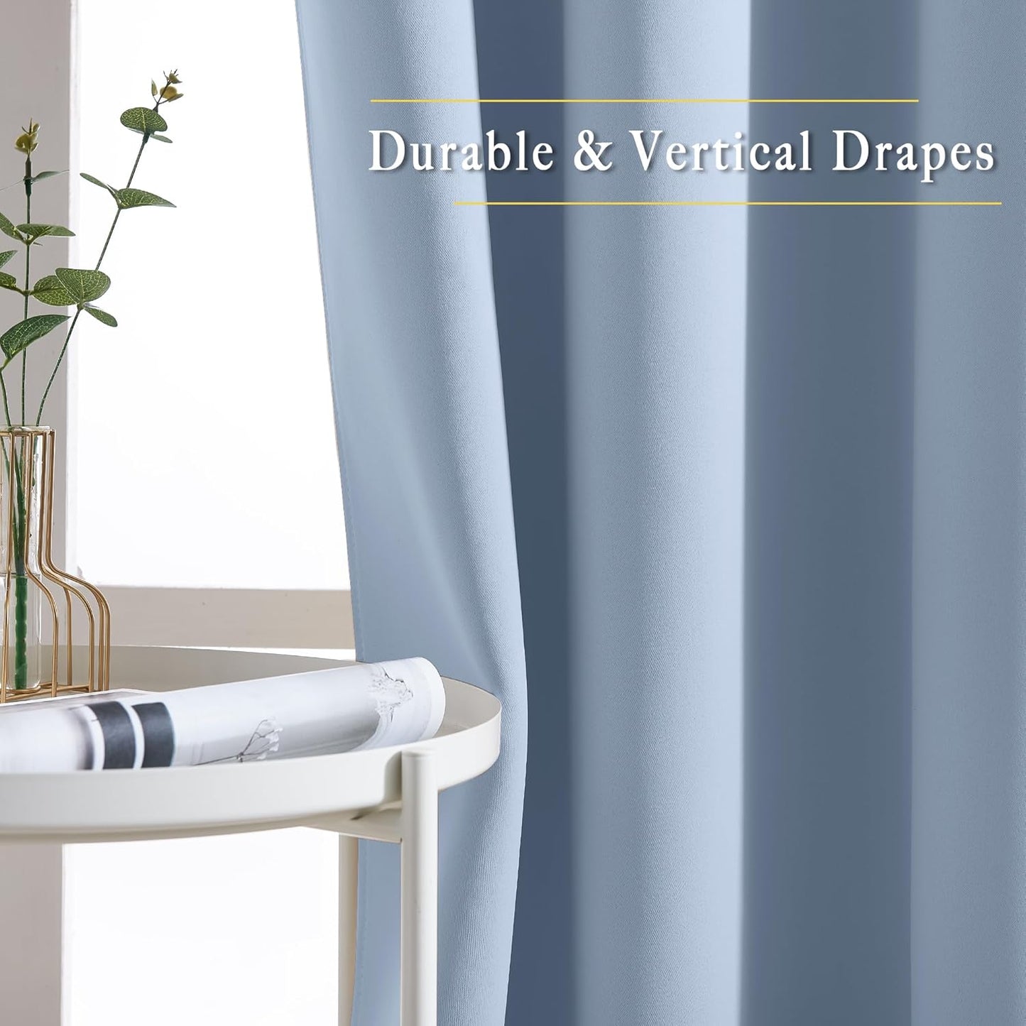 NICETOWN Blackout Curtains & Drapes 84 inch Long - Grommet Window Treatment Thermal Insulated Solid Grommet Blackout Curtains for Bedroom/Living Room (Vintage Blue, Set of 2, W66 x L84)