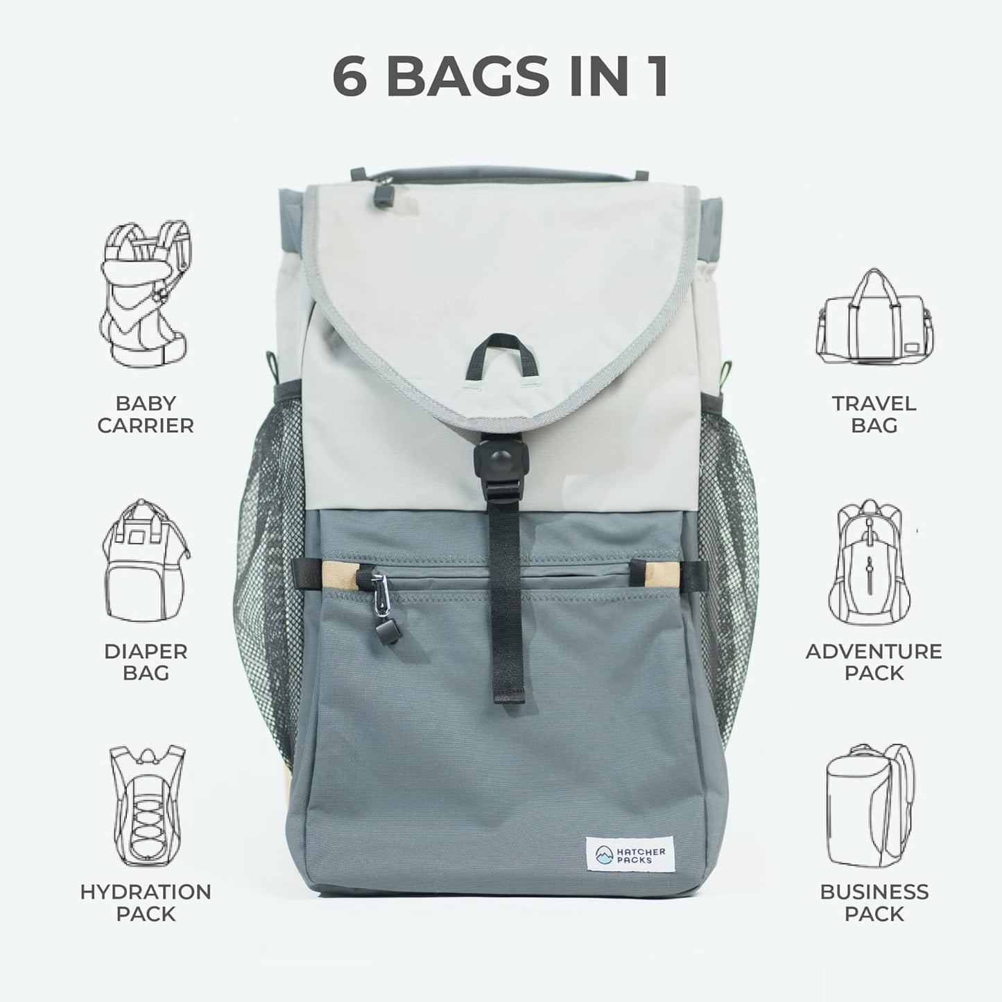 Baby Carrier and 40L Diaper Bag – Hip Healthy Certified Baby Carrier for Newborn to Toddler, Great for Hiking and Everyday Use - Lightweight, Machine Washable, TSA-Ready