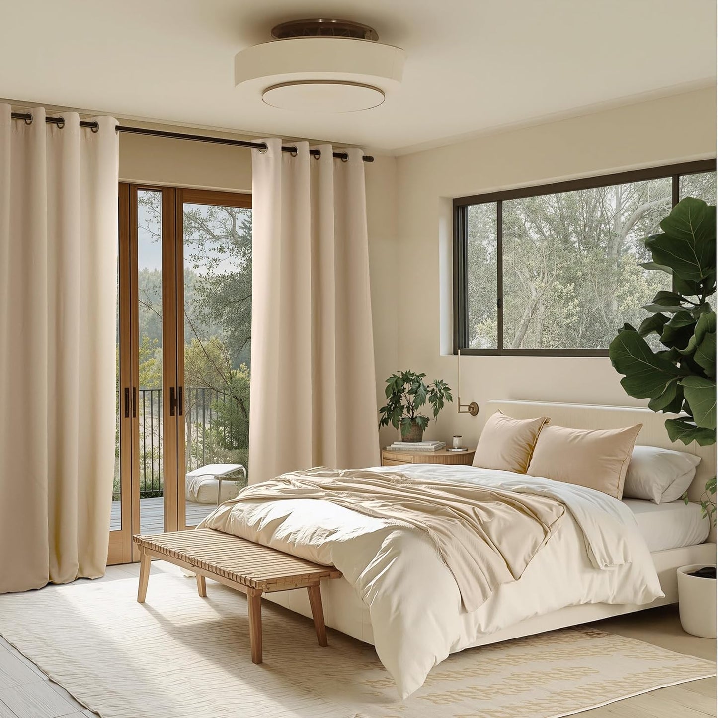 NICETOWN Biscotti Beige Blackout Thermal Grommet Curtains 2 Panels Set, W52 Soundproof Light Blocking Shades for Living Room, Bedroom, Window, Girls Room - Breathable, W52 x L84