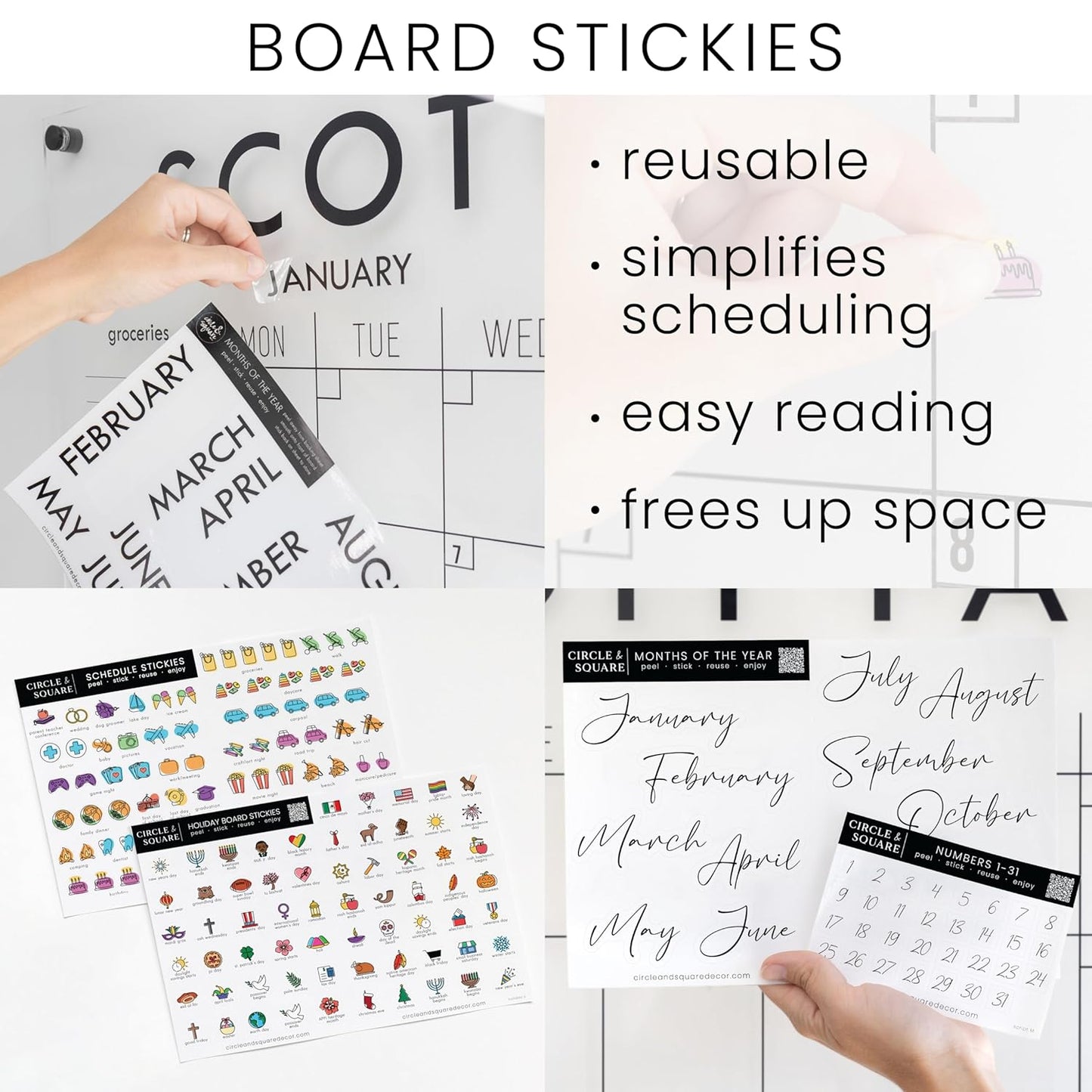 Personalized Clear Acrylic Calendar for Wall, Calendar Whiteboard for Wall, Dry Erase Wall Calendar, Wall Calendar Organizer System for Home (Cursive, Blush, 23"W x18.5"H)