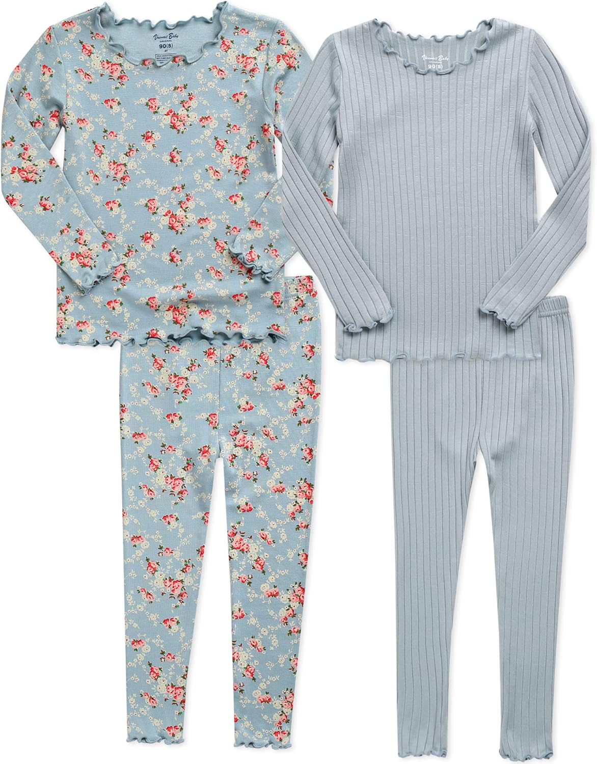 VAENAIT 6M-12Y Toddler Kids Girls Boys Soft Comfy Modal Tencel Solid Raglan Sleepwear Pajamas Pjs 2pcs/4pcs Set