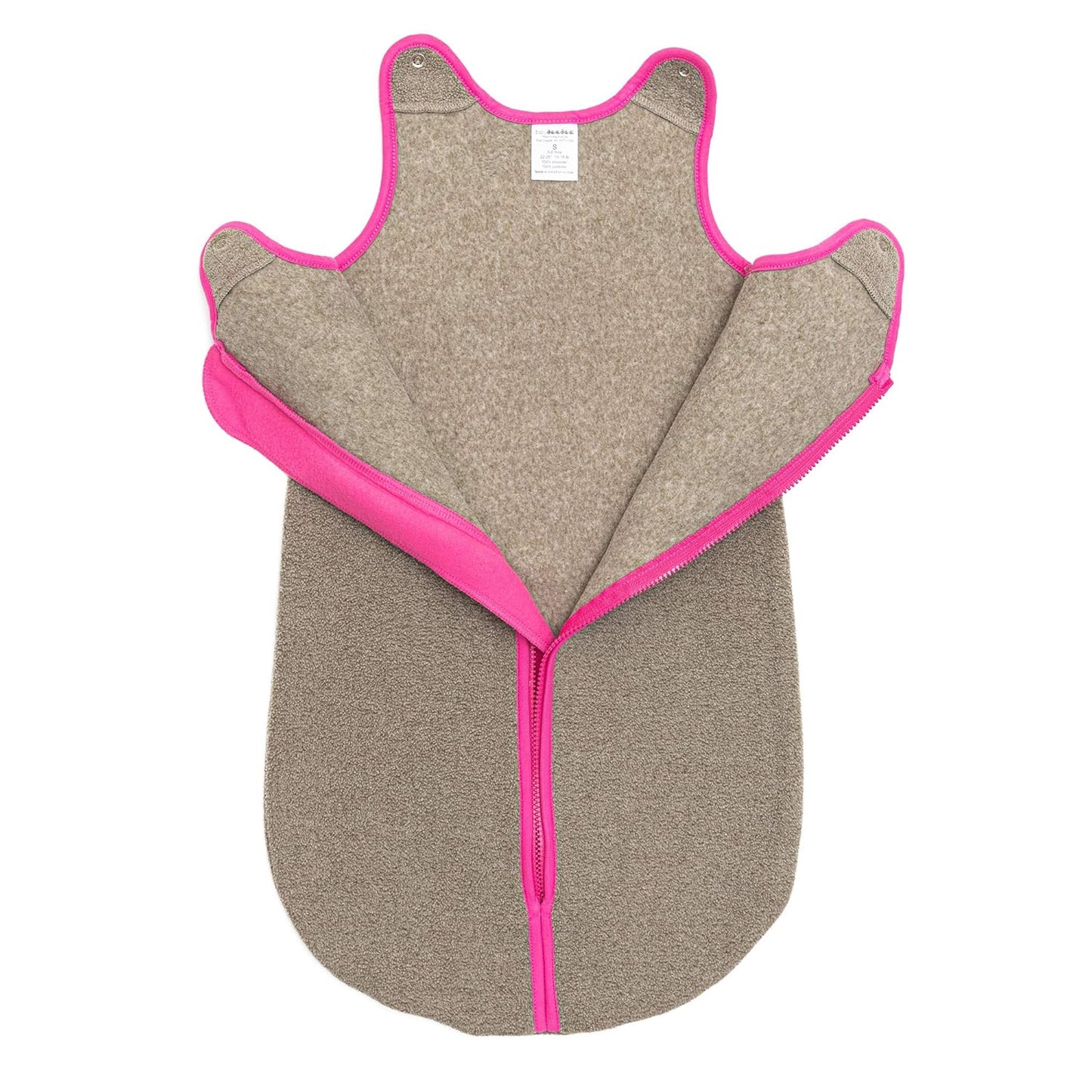 baby deedee Sleep Nest Fleece Baby Sleeping Bag, Wearable Blanket, Mocha Hot Pink, 6-18Month
