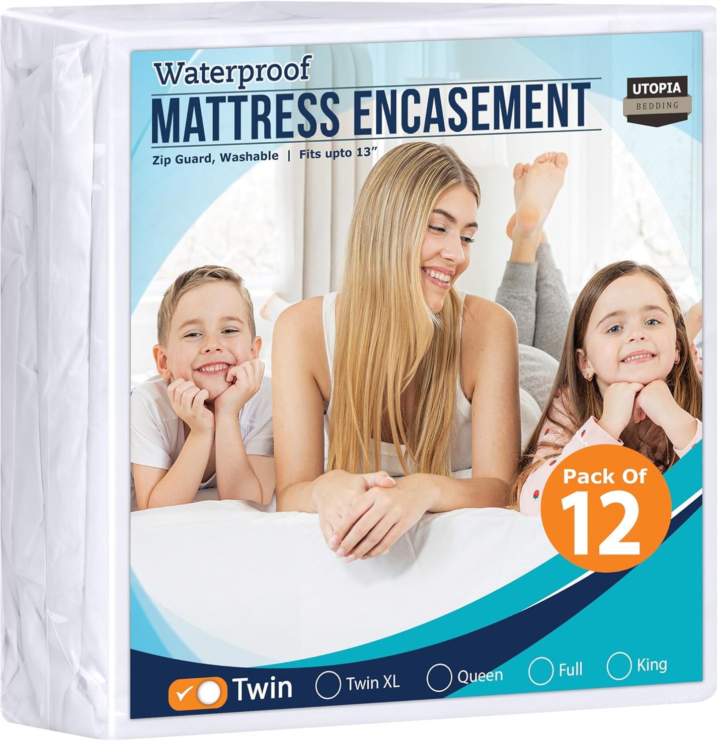 Utopia Bedding Zippered Mattress Encasement Twin Size (Pack of 12), 100% Waterproof, Dust Mite and Bed Bug Proof Mattress Protector, Absorbent 6-Sided Mattress Cover