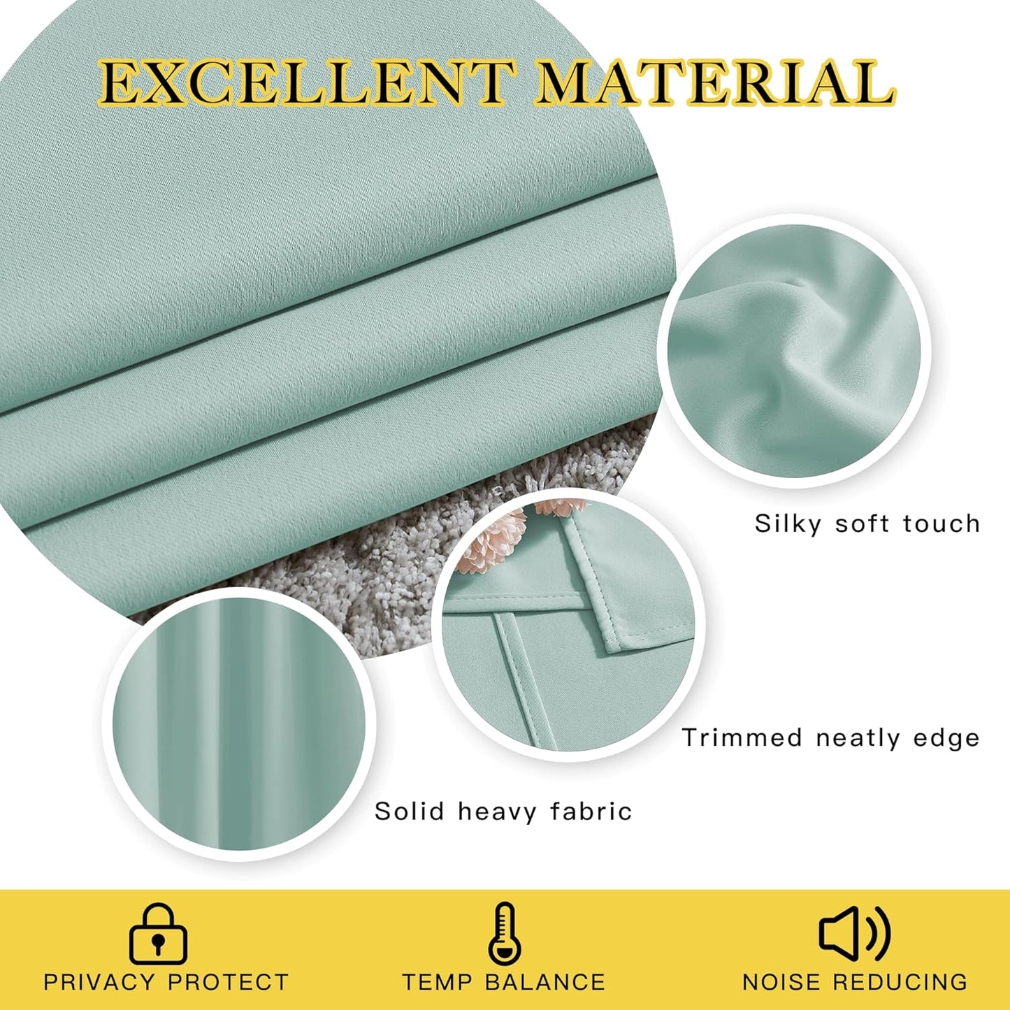 NICETOWN Aqua Blue Blackout Bedroom Curtains, Energy Saving Thermal Window Treatments Grommet Light Blocking Privacy Room Dividers for Living Room, 2 Panels, W66 x L102