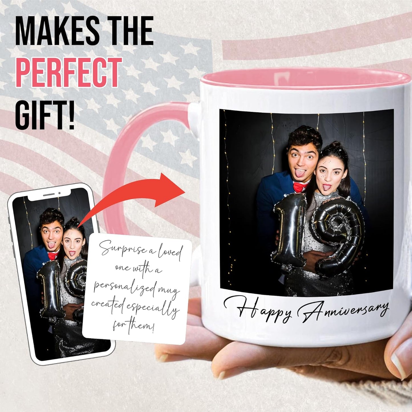 Custom Mug Upload Your Picture Personalized Coffee Mug with Photo Text Name Customized Cup Unique Ideas Gifts for Men Women Mom Dad Girlfriend Boyfriend Friend Family (Pink, 11oz)