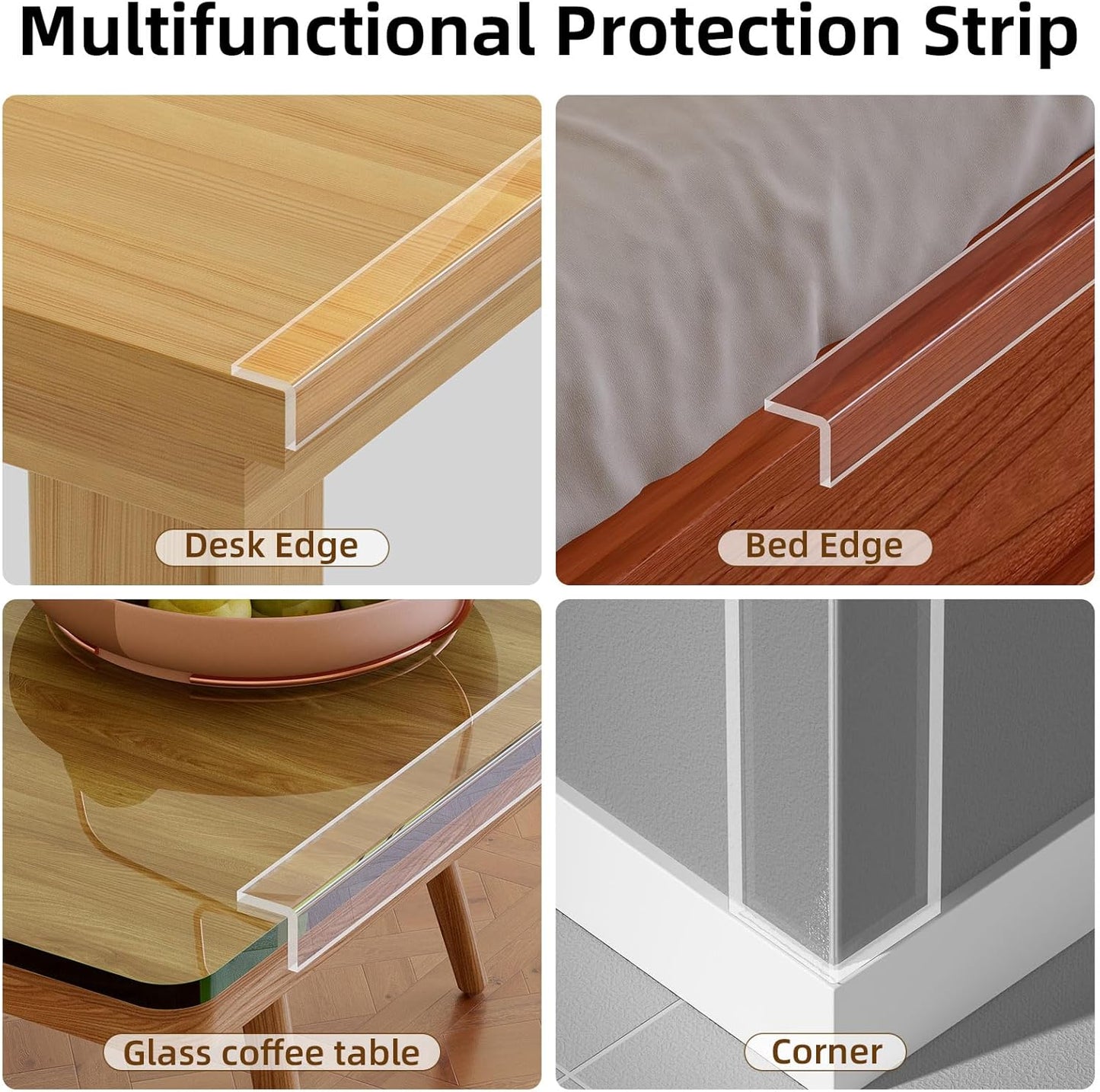 2Pack Baby Clear Edge Protector, 1.18in X 9.84FT, Child Protection Desk Corner Anti-Bump Home Wrap Invisible, Anti-Sharp Edge Protect