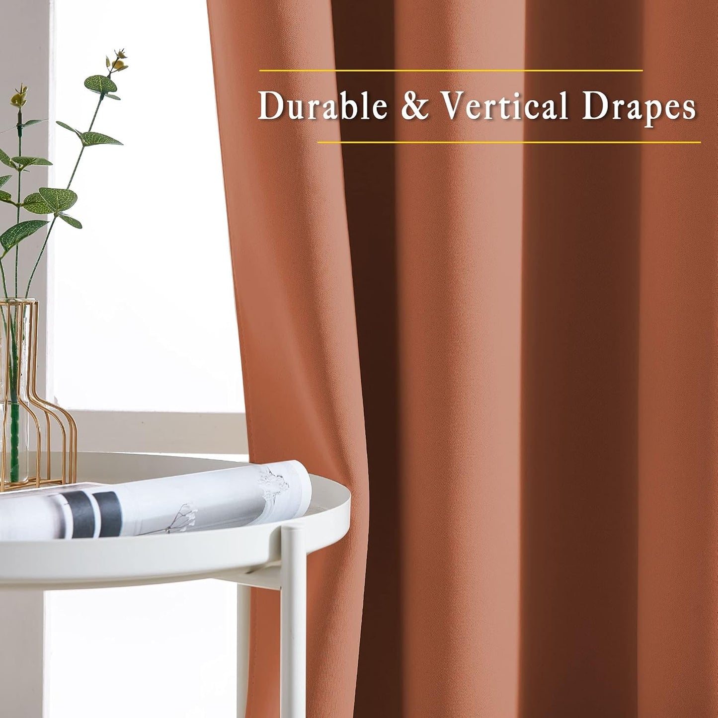 NICETOWN Burnt Orange Curtains 84 inches Long, Grommet Room Darkening Thermal Insulated Sound Dampening Window Treatments for Bedroom/Home Office, 2 Panels, W46 x L84