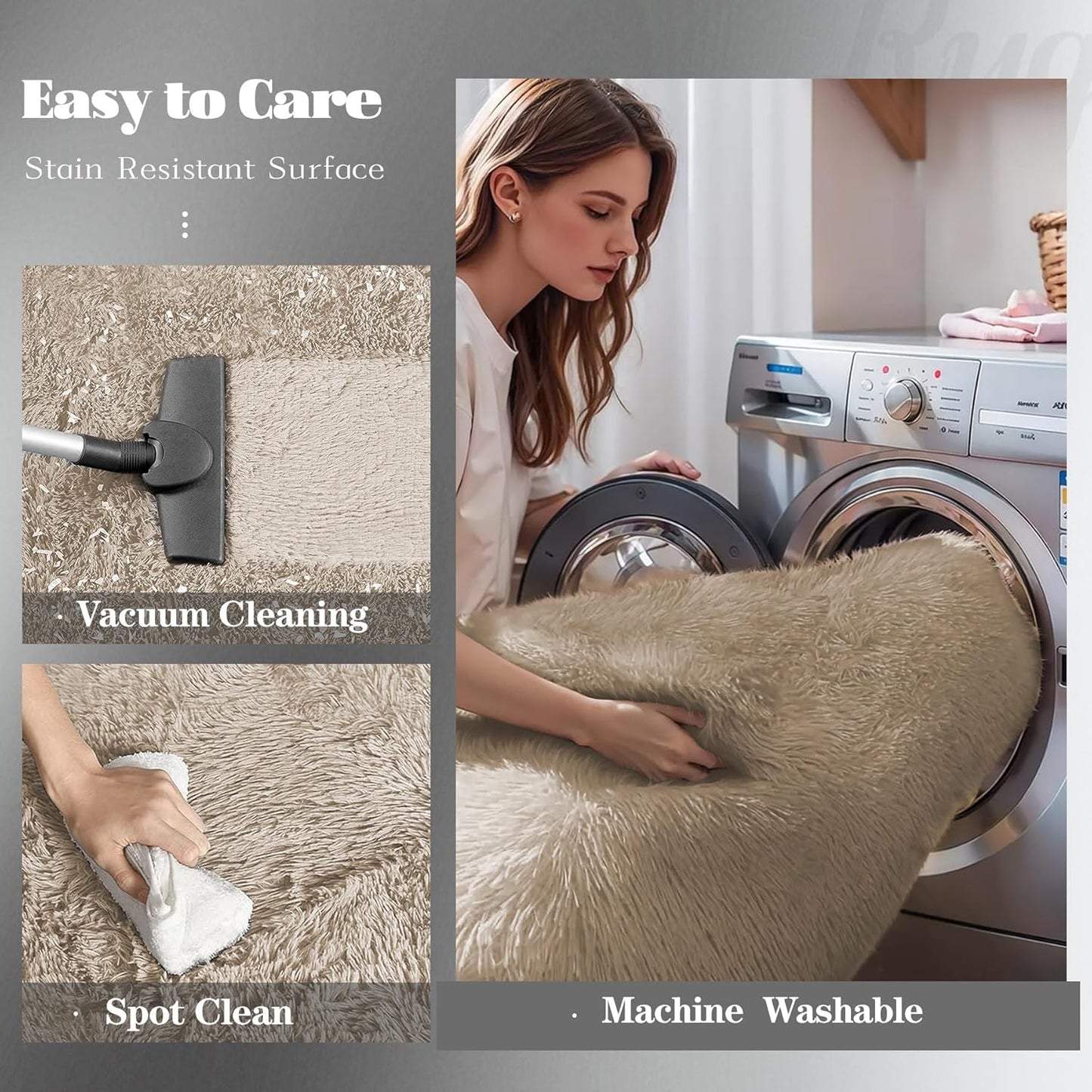 8x10 Area Rug for Living Room: Fluffy Shag Soft Washable Rugs Large Fuzzy Plush Indoor Carpet for Bedroom Nursery Playroom Kids Girls Boys Room (Camel, 8'x10')
