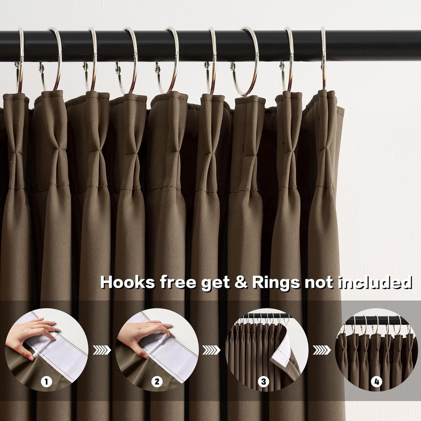 KEQIAOSUOCAI Chocolate Brown Blackout Curtains 90 Inches Long, Pinch Pleated Window Room Darkening Dark Colored Vintage Panels Drapery for Home, Hotel, Office, 40" W x 90" L, Set of 2, Coffee Color