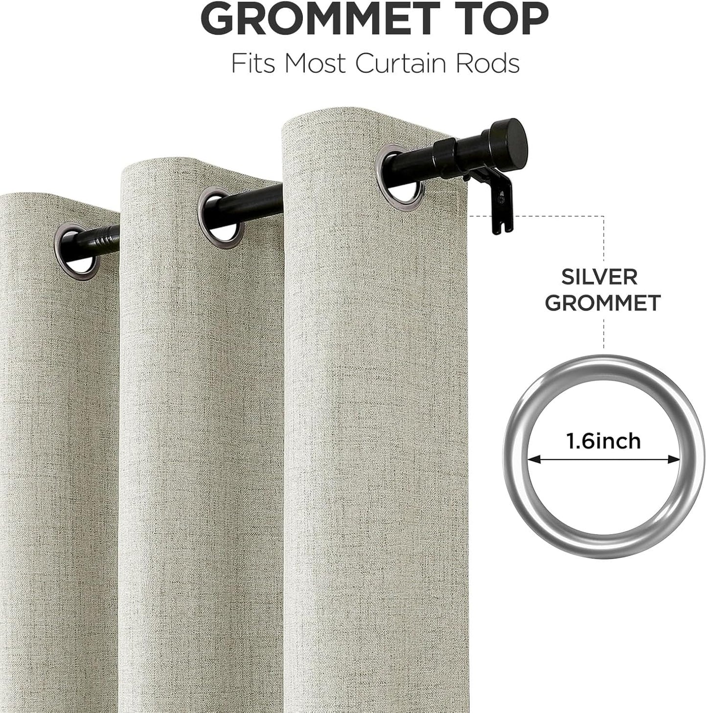 Joydeco Blackout Curtains 63 Inches Long 2 Panels Burg, Room Darkening Curtains for Bedroom, 100% Black Out Textured Thermal Drapes Privacy Protection 2 Panels Set(W52 x L63 Inch, Light Beige)