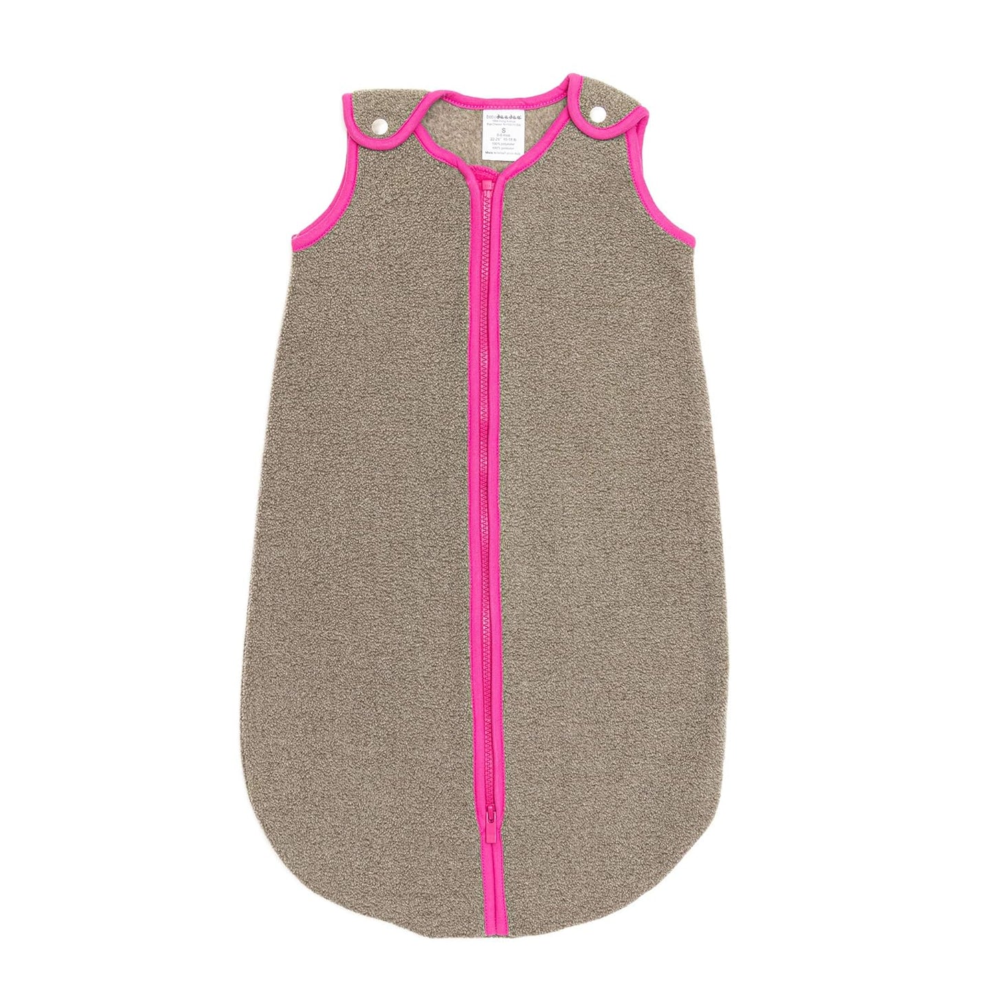 baby deedee Sleep Nest Fleece Baby Sleeping Bag, Wearable Blanket, Mocha Hot Pink, 6-18Month