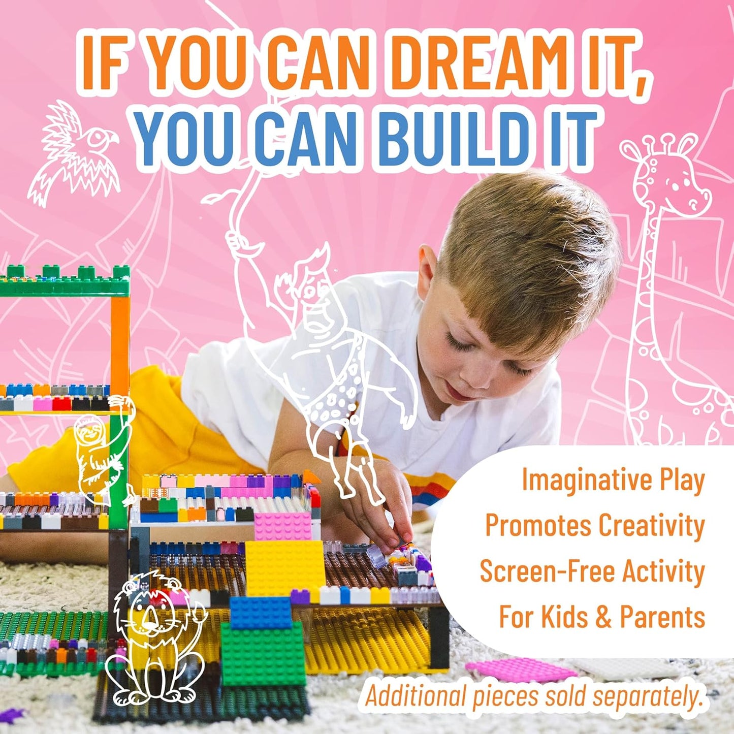Strictly Briks Classic Bricks Starter Kit - 96 Pink 2x4 Blocks - Creative Play Set for Ages 3+ - Compatible with Major Brick Brands & Block Kits