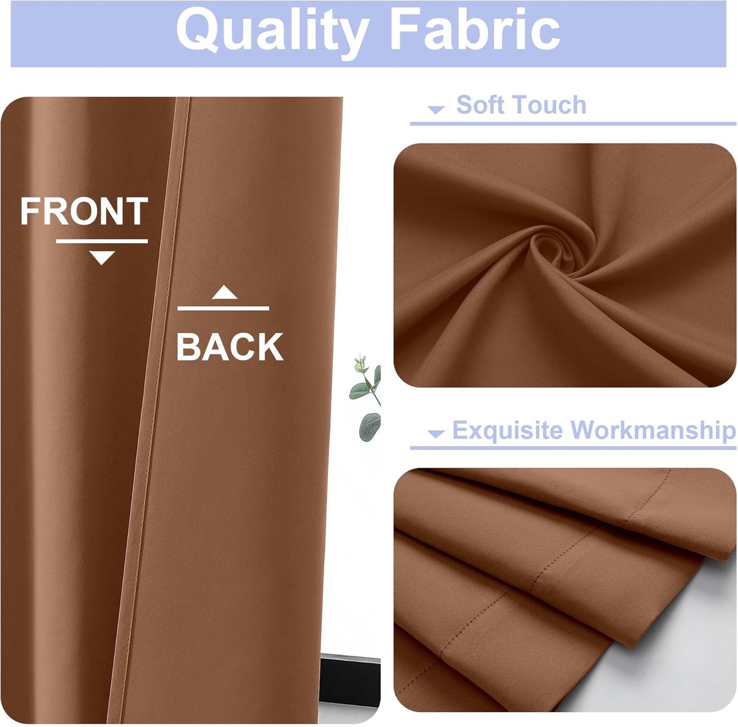 Simplebrand Ava Sun Baked Blackout Curtains for Bedroom 72 Inch Length 2 Panels, Privacy Thermal Insulated Rod Pocket Door Window Curtains for Patio French Door Front Door, W40 x L72 Inch, Sun Baked