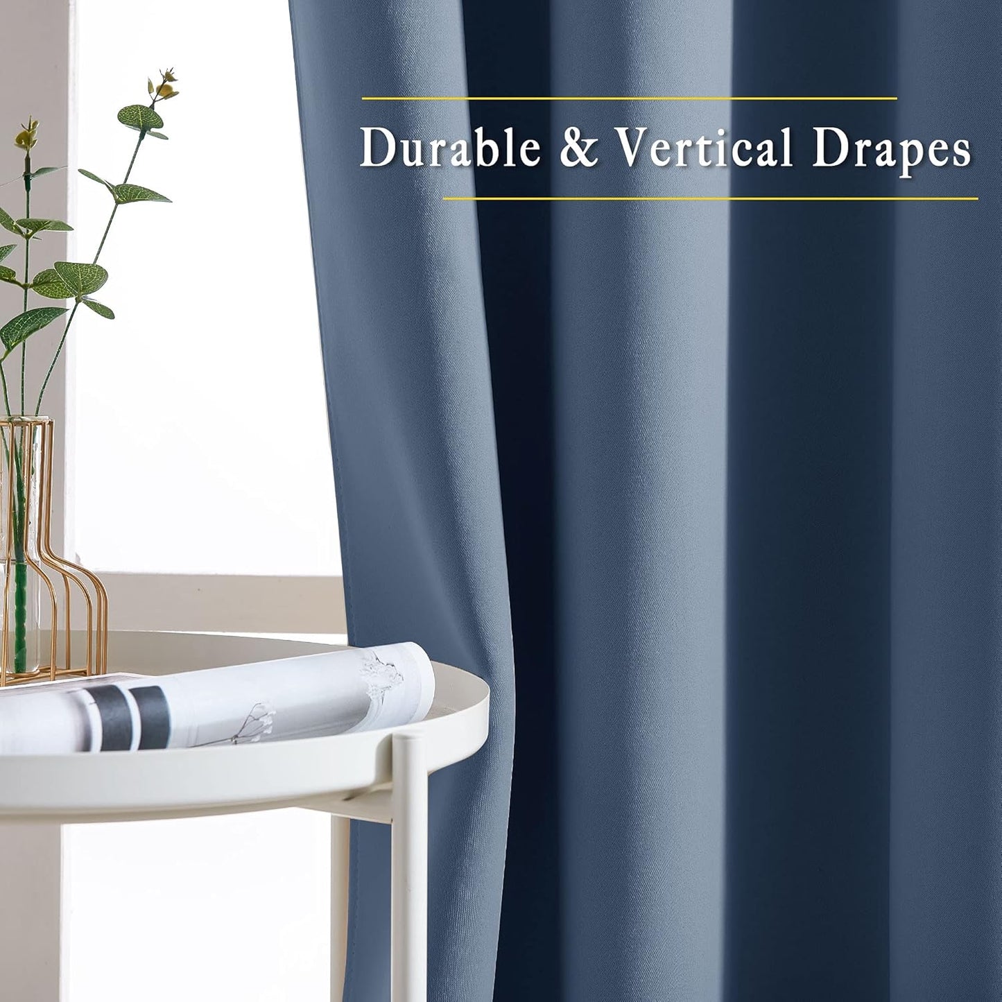 NICETOWN Stone Blue Blackout Curtains 96 inches Long, Grommet Thermal Insulated Room Darkening Window Treatments Voice Reducing for Bedroom/Kids Room, W52 x L96, 2 Panels