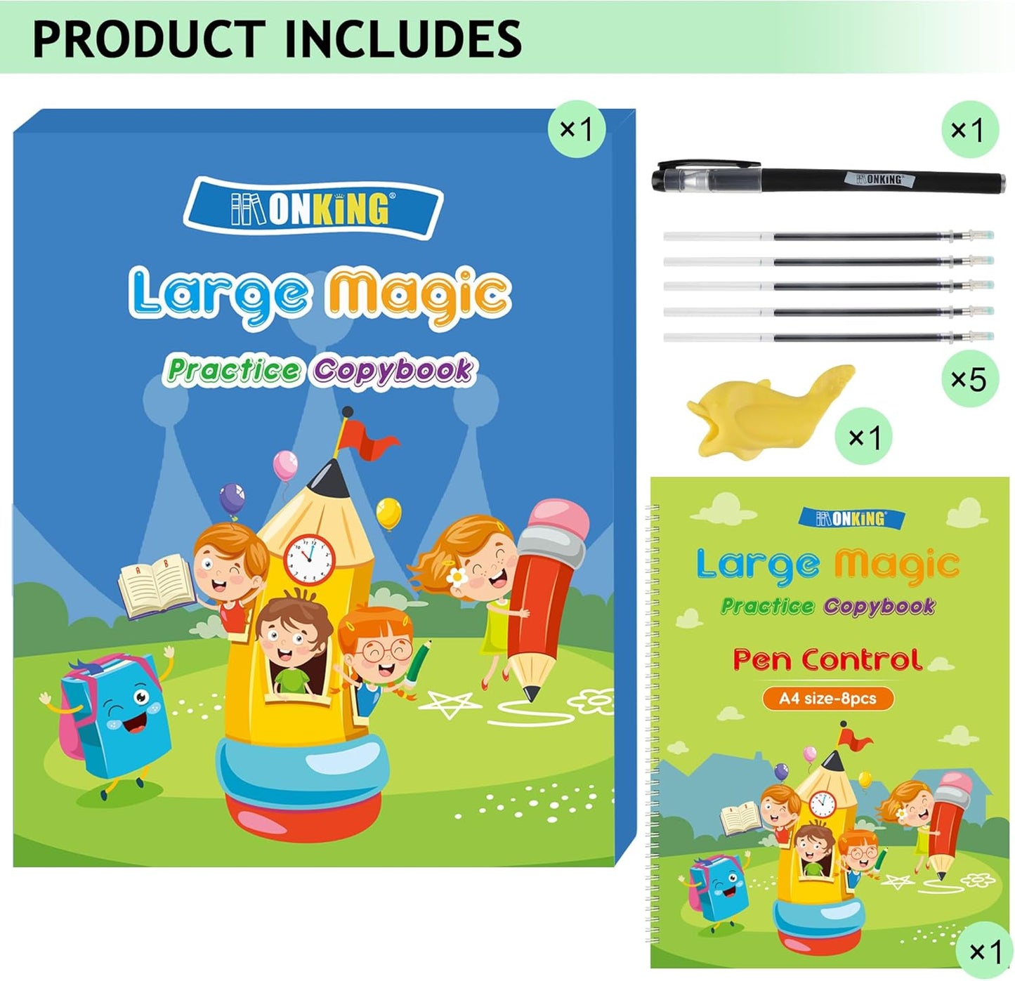 Tracing and Pen Control Activity Book，Magic Practice Copybook with Reusable Disappearing Pen for Fun Learning Preschool Activities for Kids Ages 3-8