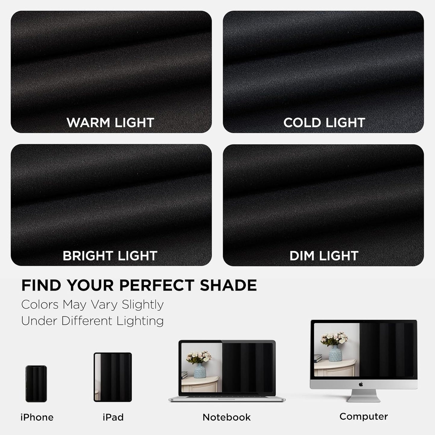 Joydeco Blackout Curtains 72 Inch Length 2 Panels Set, Thermal Insulated Long Curtains& Drapes 2 Burg, Room Darkening Grommet Drapes for Living Room Bedroom Window (W52 x L72 Inch, Black)