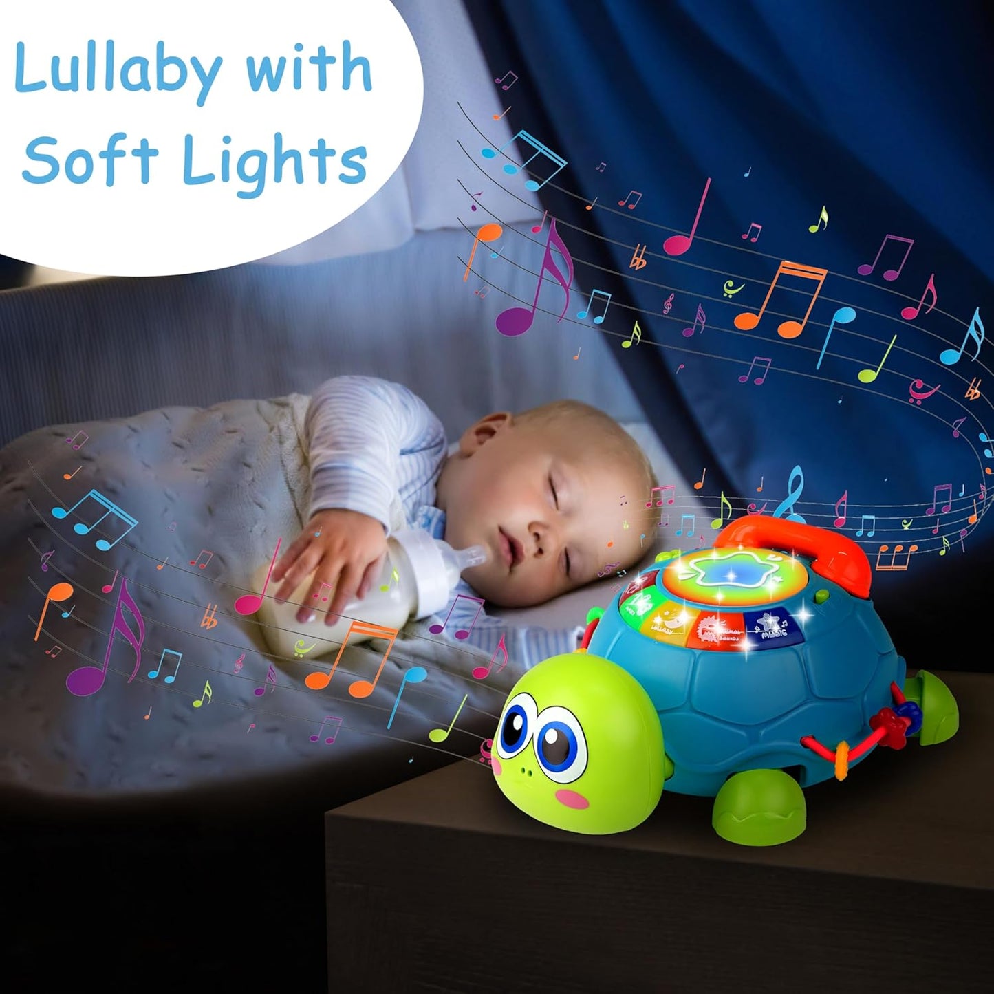 KWYZ Baby Toys 6-12 Months, Musical Turtle Crawling Baby Toys for 12-18 Months, Tummy Time Toys with Light & Sound, Infant Toy 0-3 3-6 6-18M Birthday Gifts for 1 2 Year Old Boy Girl