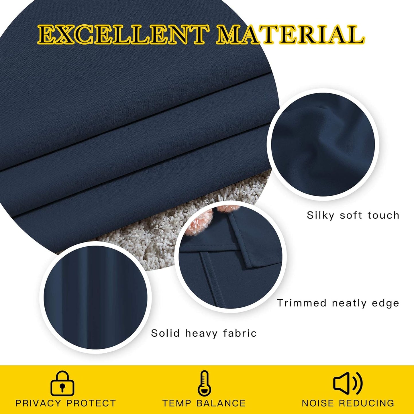 NICETOWN Room Darkening Curtains Blackout 30 inch Curtains for Kitchen, Navy Blue Grommet Solid Window Treatments Sound Reducing for Bedroom, 2 Panels, W37 x L30, 2 Panels