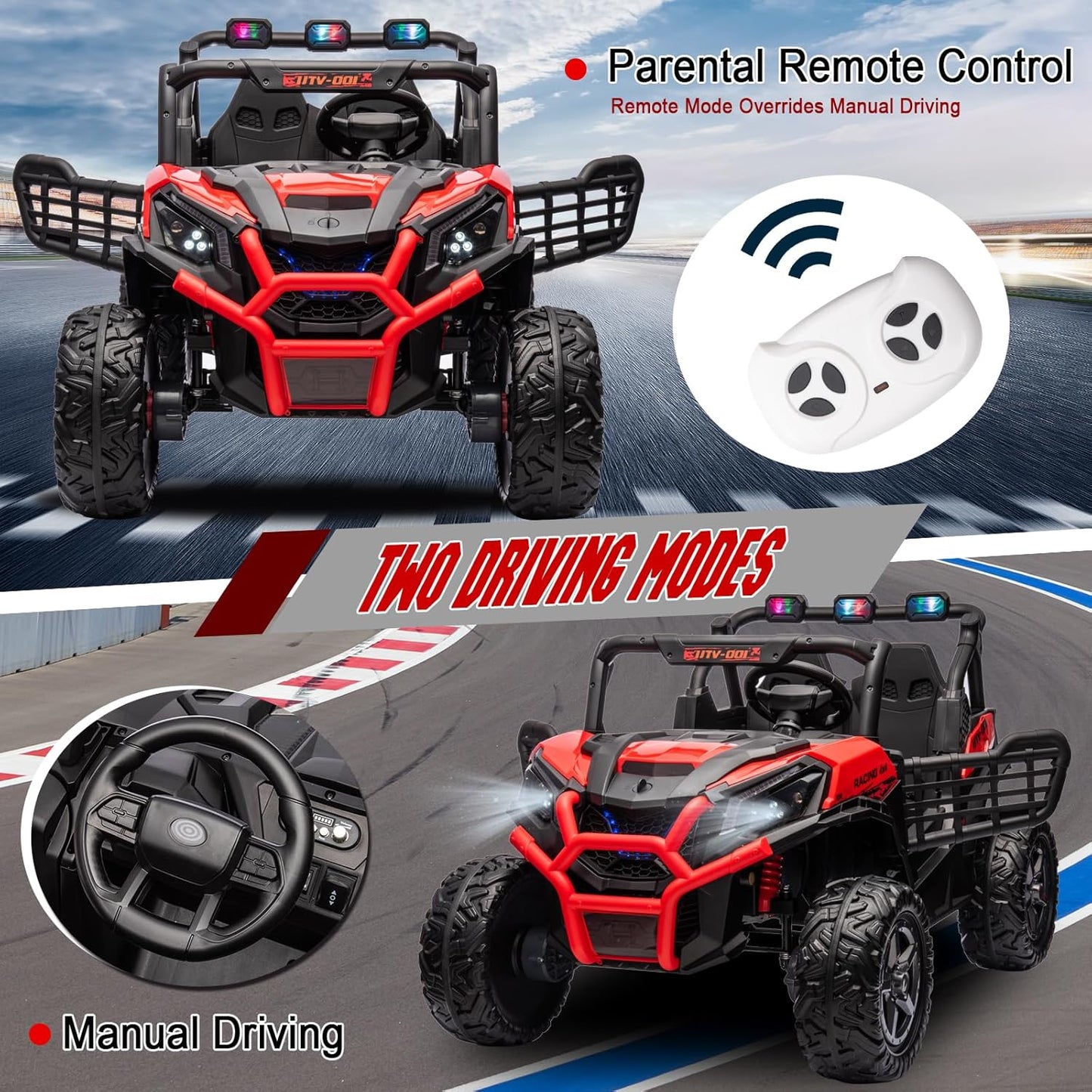 24V Kids Electric Toy Car,2 Seater Kids Toy Car with Remote Control,4WD Electric Power Vehicles Wheels for 3+Years Boys Girls,Ride on Toy for Girl(Red)