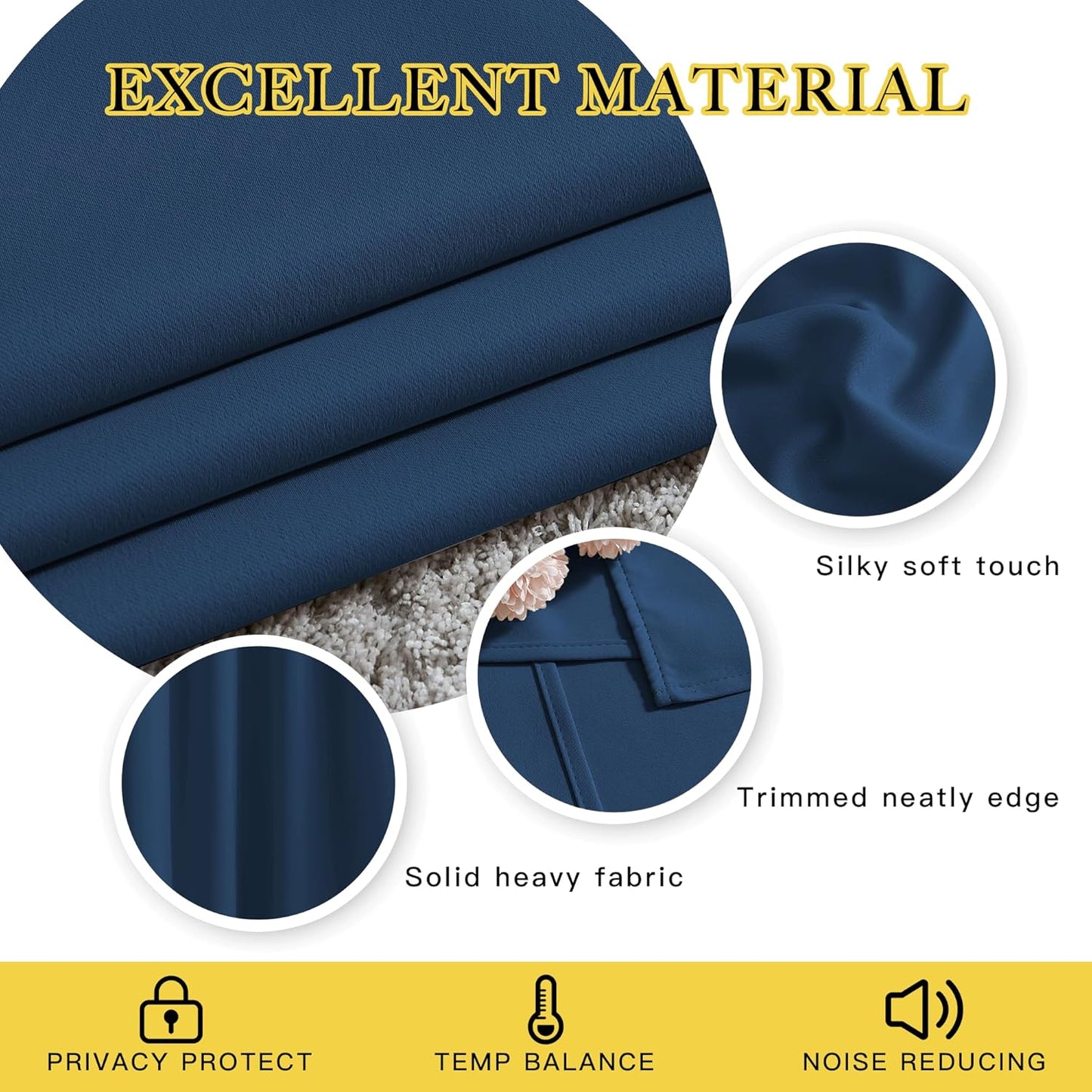 NICETOWN Bedroom Blackout Large Window Curtains - Room Darkening Energy Saving Thermal Insulated Grommet Room Divider Draperies for Living Room/Doorway (Moroccan Blue, W66 x L90, 2 Panels)