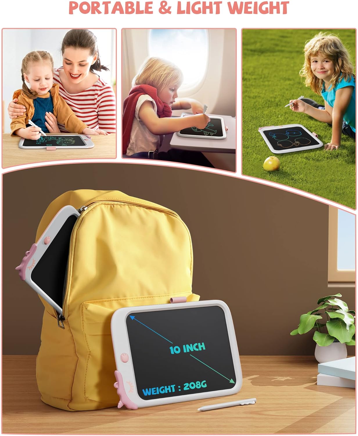 Unicorn Toys 10 Inch Writing Tablet for Kids, Educational Toys for Girls Aged 3-5, Birthday Gift for 3-8 Year Olds (White)