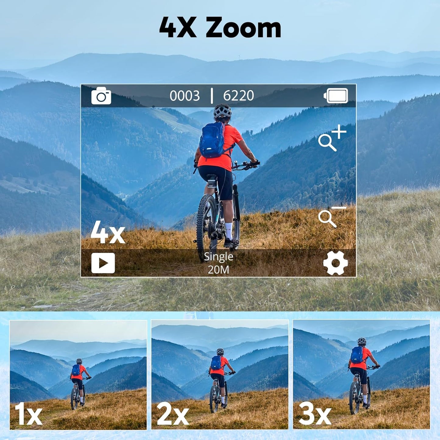 AKASO V50X Native 4K30fps WiFi Action Camera with EIS Touch Screen 4X Zoom 131 feet Waterproof Camera Support External Mic Remote Control (with Selfie Stick Tripod and Carry Bag)