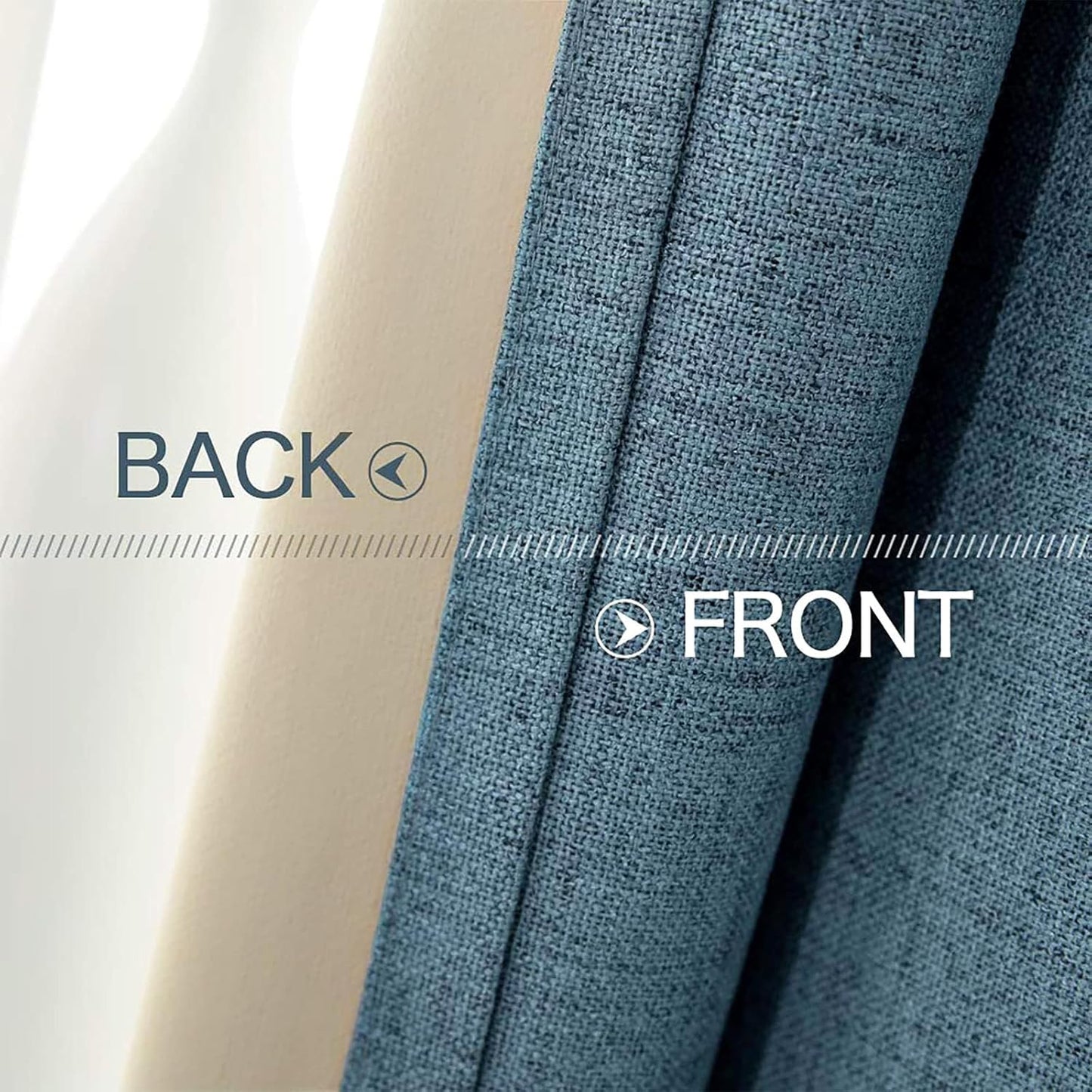 MIULEE Linen Blackout Curtains and Drapes 100% Room Darken Thermal Insulated Grommet Window Panels with Coating 2 PCs W 42 x L 63 inches Dusty Blue