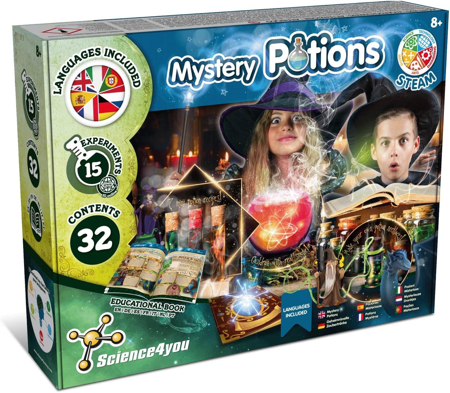 Science4you Magic Potions - Potion Making Kit for Children, Create & Mix your own Magic Potions - Magic Cauldron Toy for Kids Age 7 8 9 10 11 12+ Magic Toy & Crafts Set, Original Gift for Boys & Girls