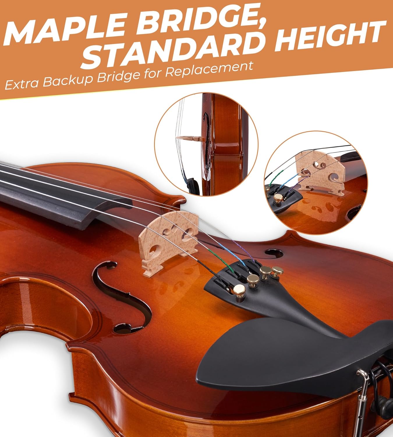 Vangoa Violin 1/2 Size for Kids Beginners Full Set, Spruce Childrens Fiddle Half Size Bundle Medium Acoustic Violins Starter Kit Package w/Side Solidwood, Hard Case for School Students Ages 6-9