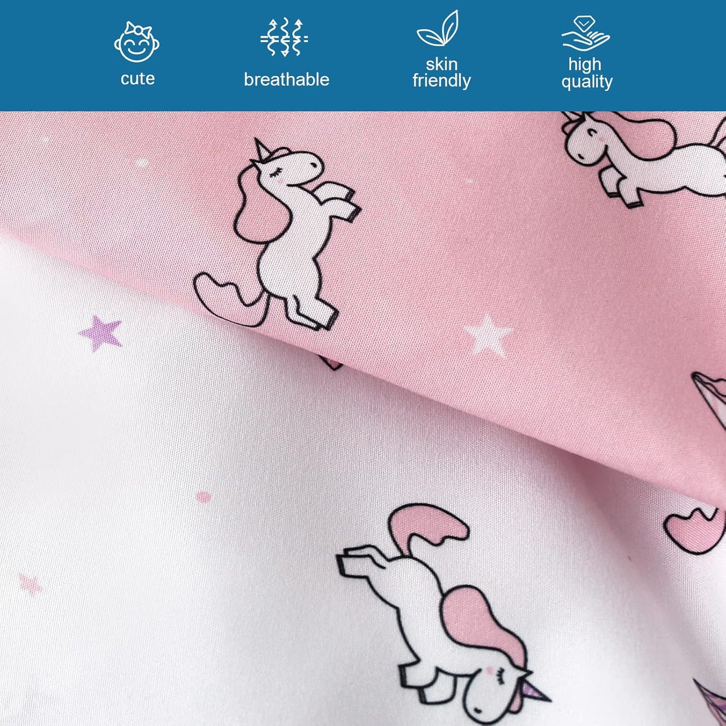 Girl Crib Sheets 4-Pack, Fitted Sheets 52'' x 28'' for Standard & Toddler Mattress, Soft Breathable Material, Neutral & Pink