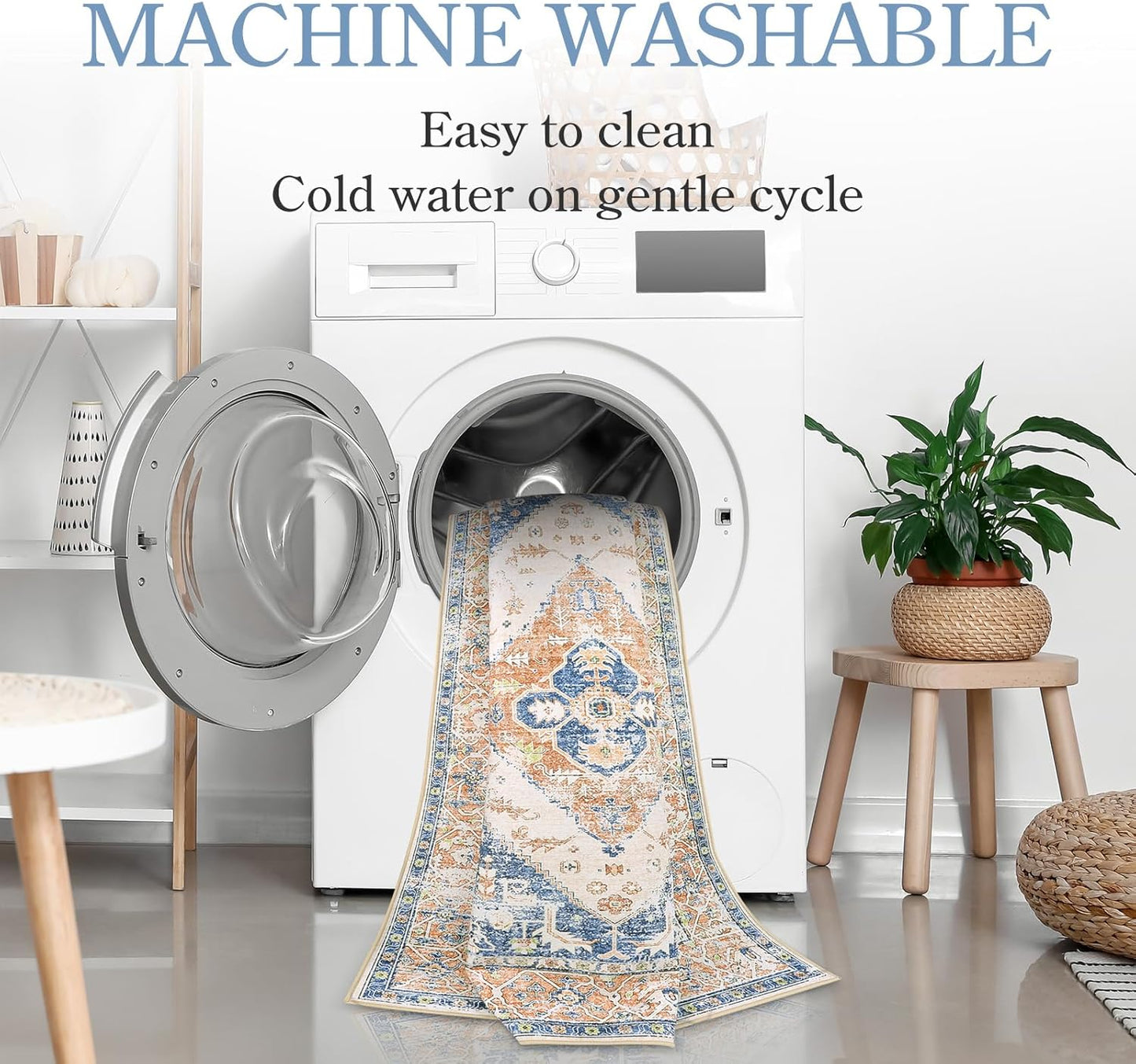 Lahome Boho 2x6 Hallway Runner Rug, Non-Slip Thin Washable Kitchen Rugs, Oriental Distressed Print Carpet Runner for Entryway Bedroom Bathroom Laundry